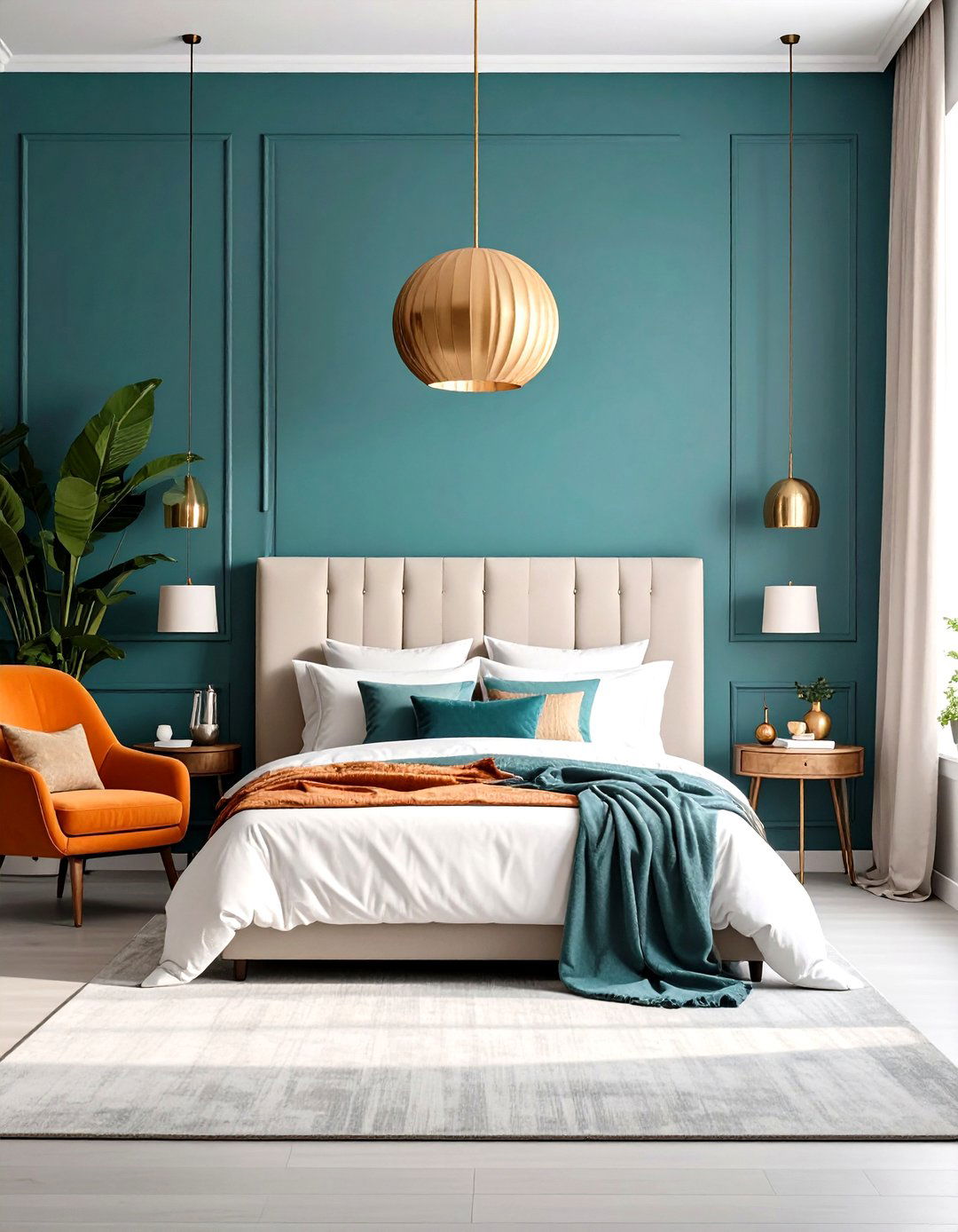 Contemporary Minimalist Teal Orange Bedroom - 24 Teal and Orange Bedroom Ideas