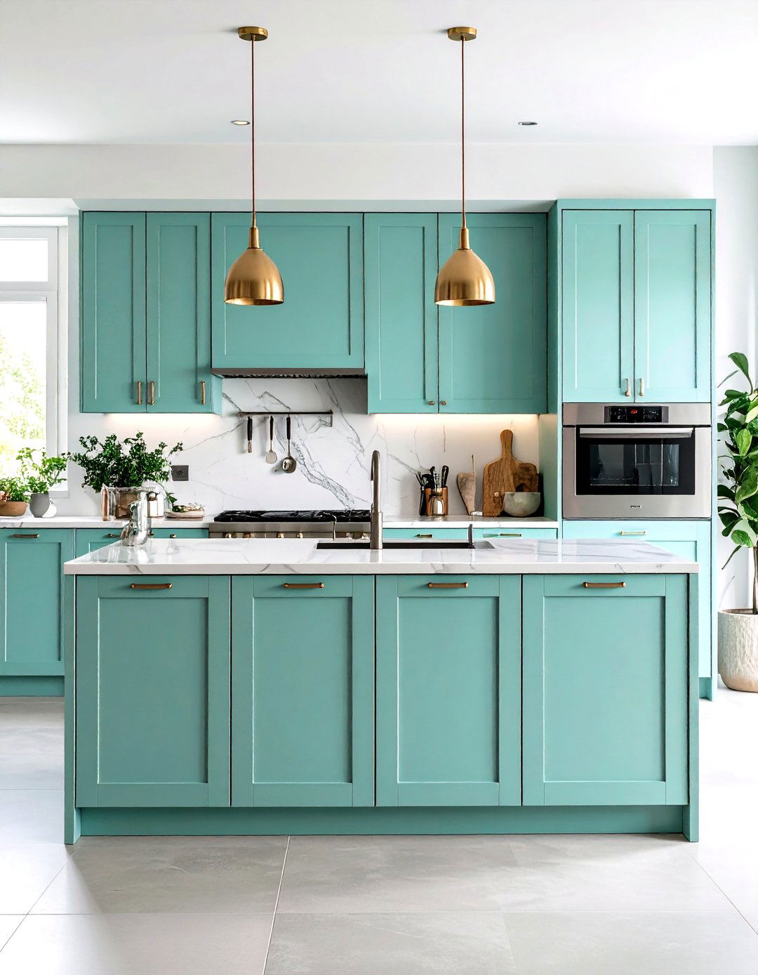 Contemporary Mint Flat Panel Kitchen - 24 Mint Kitchen Decor Ideas