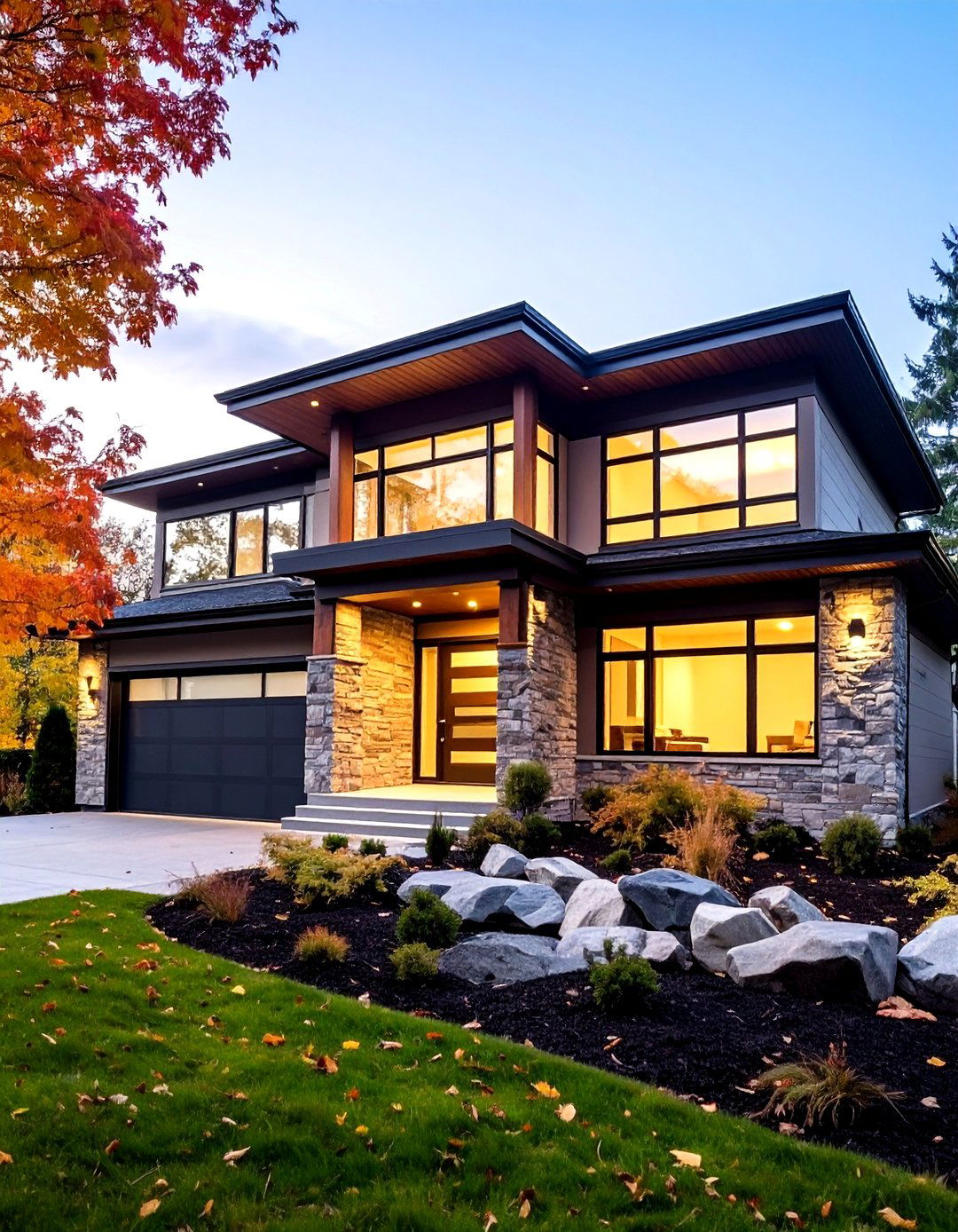 Contemporary Mixed Material Brown Design - 24 Chocolate Brown House Exterior Design Ideas