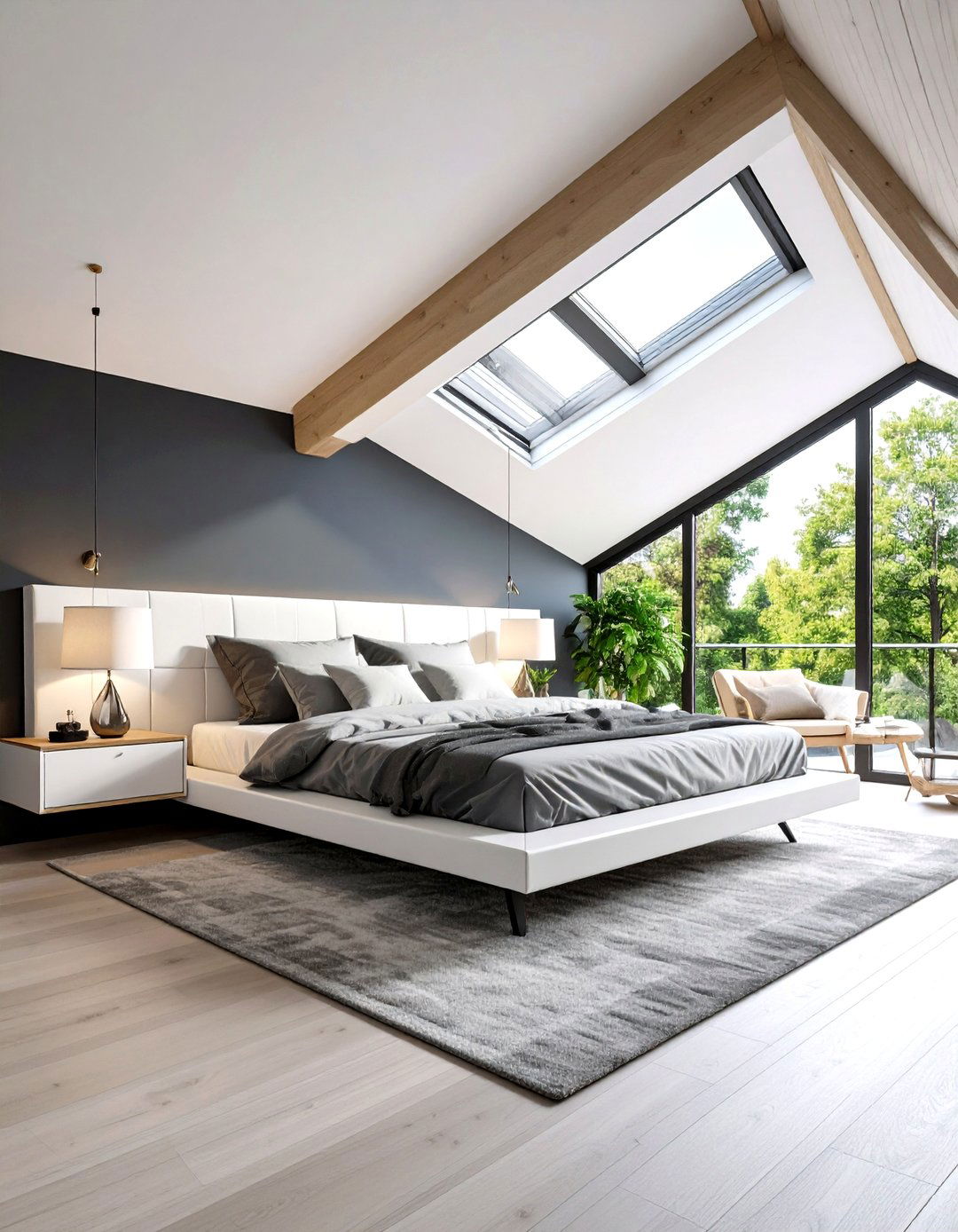 Contemporary Monochromatic Scheme - 24 Low Sloped Ceiling Bedroom Ideas