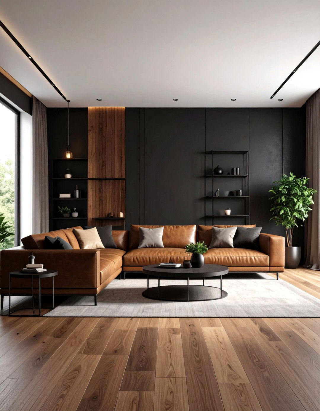 Contemporary Monochrome Black and Brown Sophistication - 24 Black and Brown Living Room Ideas