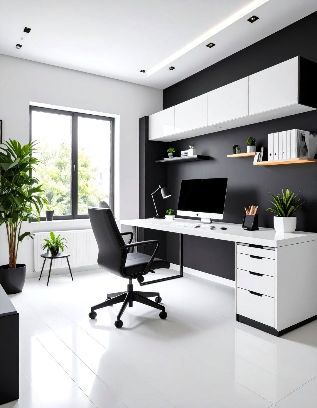 Contemporary Monochrome Office - 24 Home Office Decor Ideas