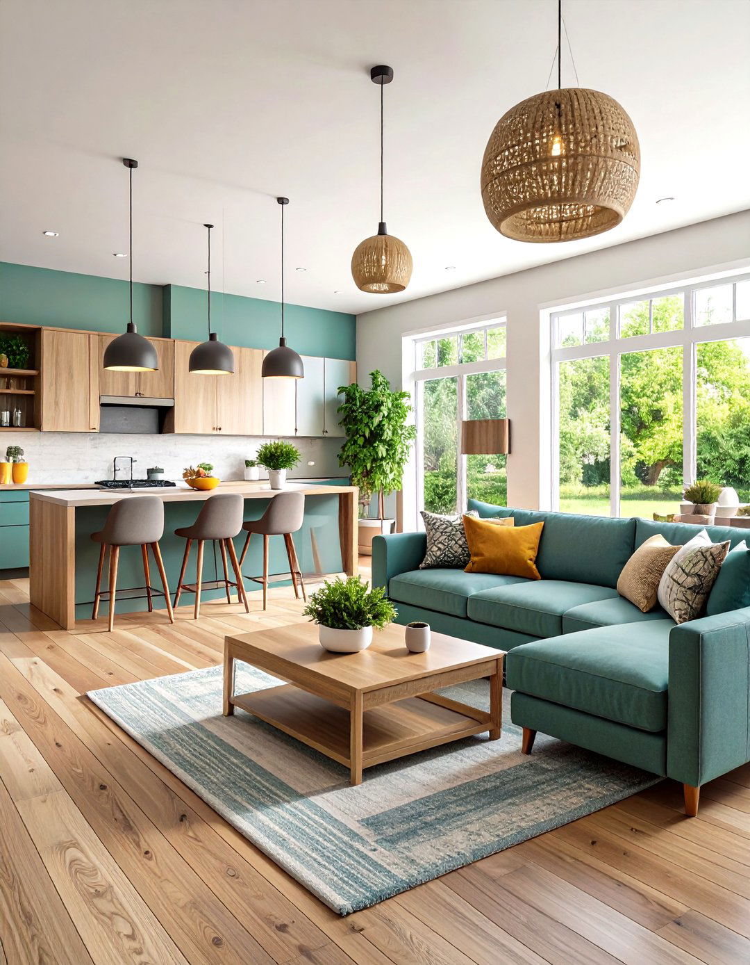 Contemporary Open Concept Family Room with Kitchen Integration - 24 Family Room Ideas