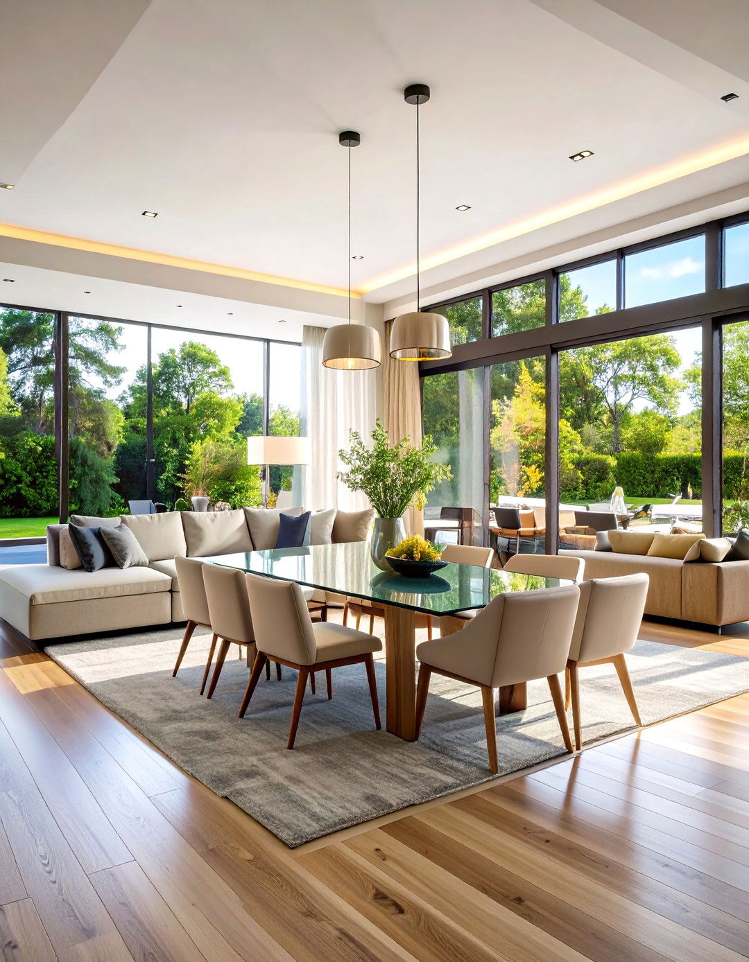 Contemporary Open Concept Flow - 24 Living Room Dining Room Combos