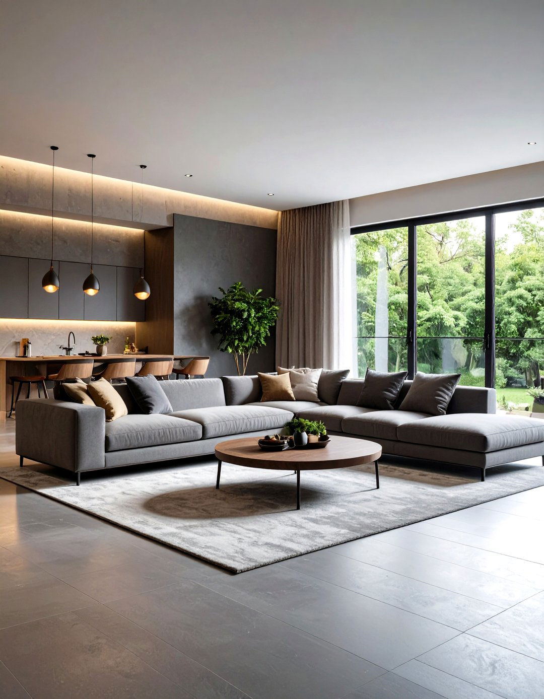 Contemporary Open Plan Grey Living Areas - 24 Grey and White House Interior Design Ideas