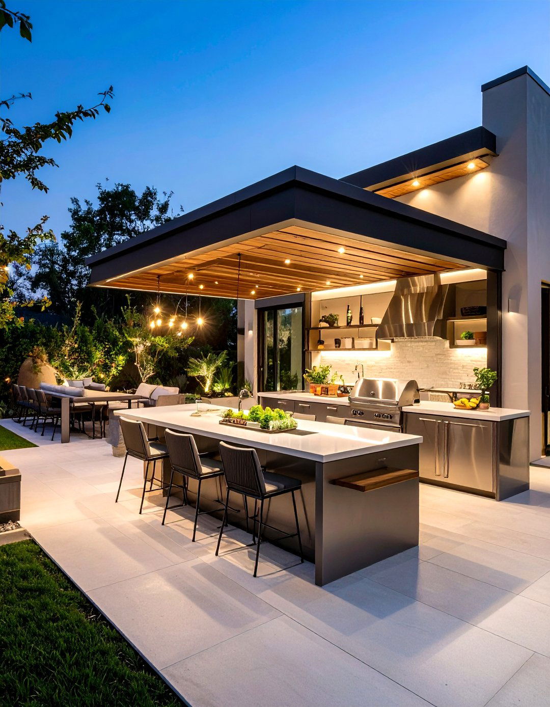 Contemporary Outdoor Kitchen BBQ Area with Smart Technology - 24 bbq area ideas