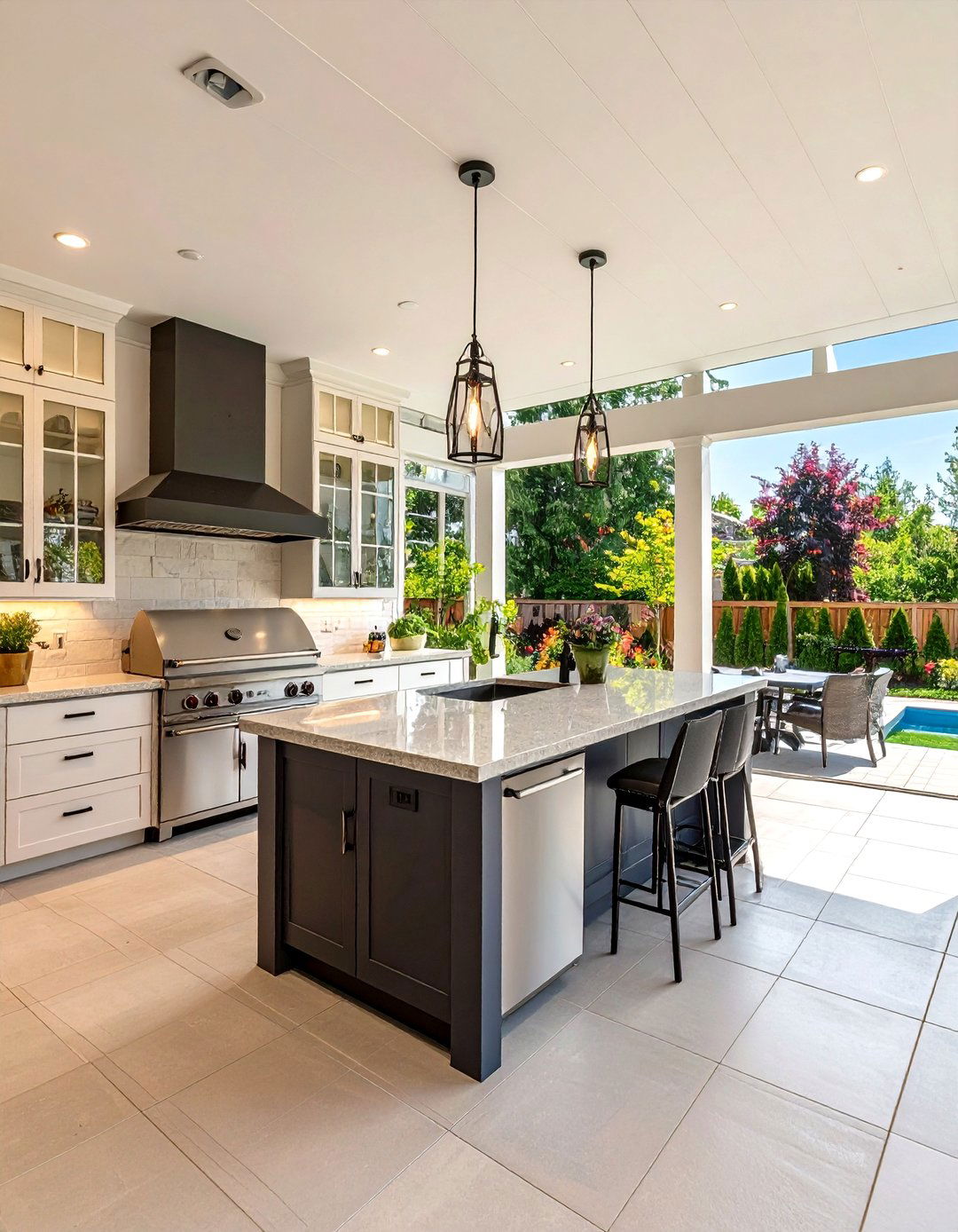 Contemporary Outdoor Kitchen - 24 Screened-in Porch Ideas