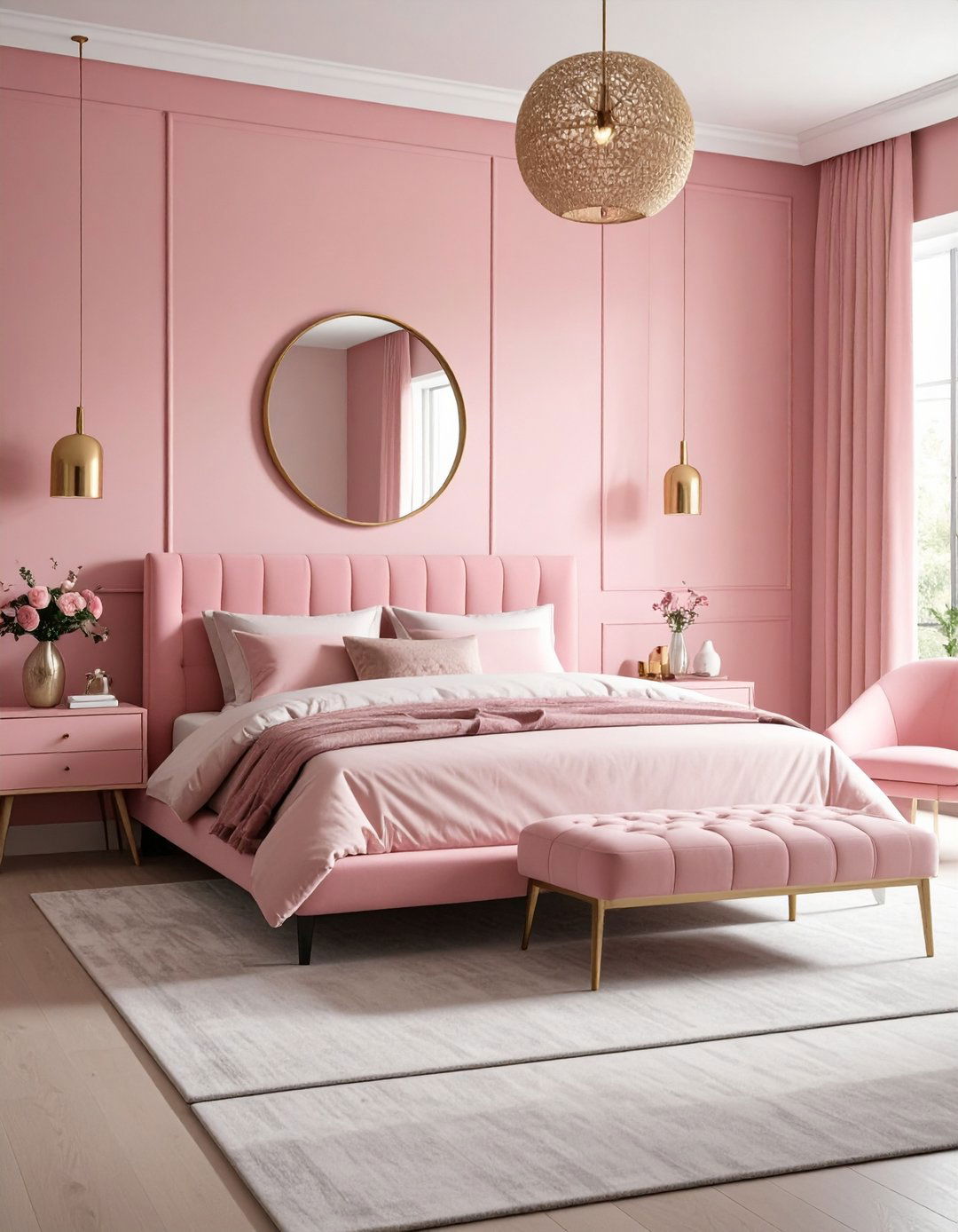 Contemporary Pink Color Blocking - 24 Pink Bedroom Ideas