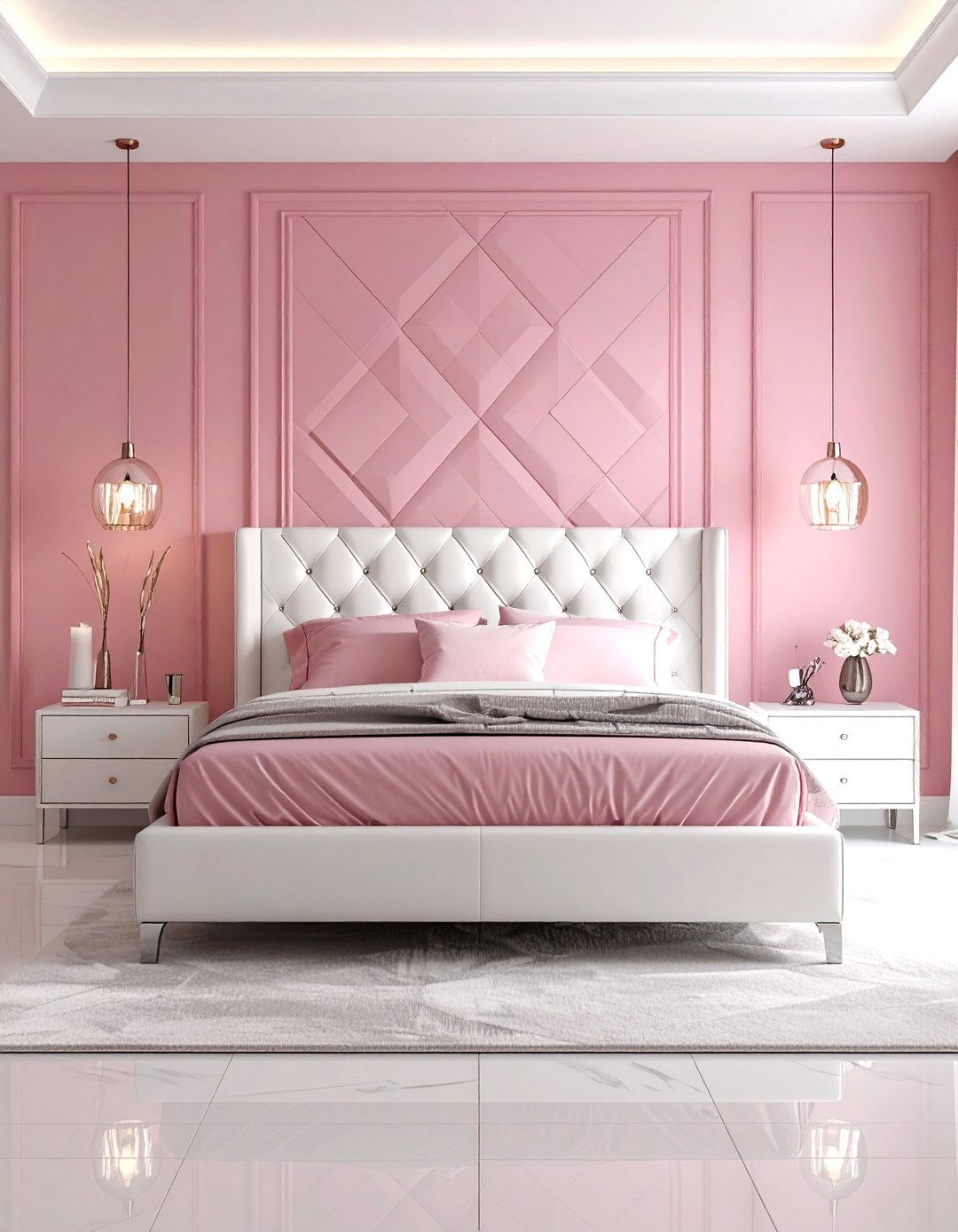 Contemporary Pink White Decor - 24 Pink and White Bedroom Ideas