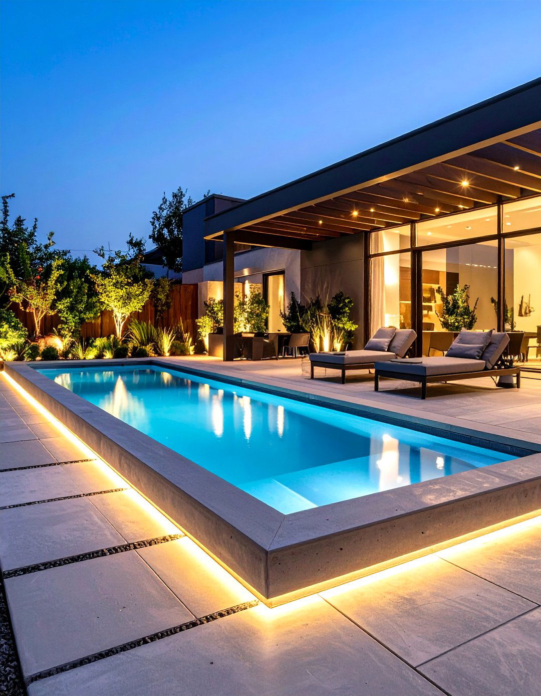 Contemporary Pool Deck with Geometric Design Elements - 24 Outdoor Living Space Ideas