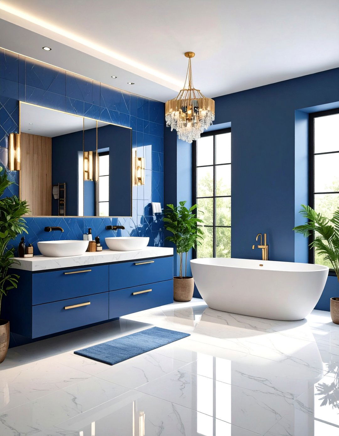 Contemporary Primary Bathroom with Bold Colors - 24 Primary Bathroom Ideas