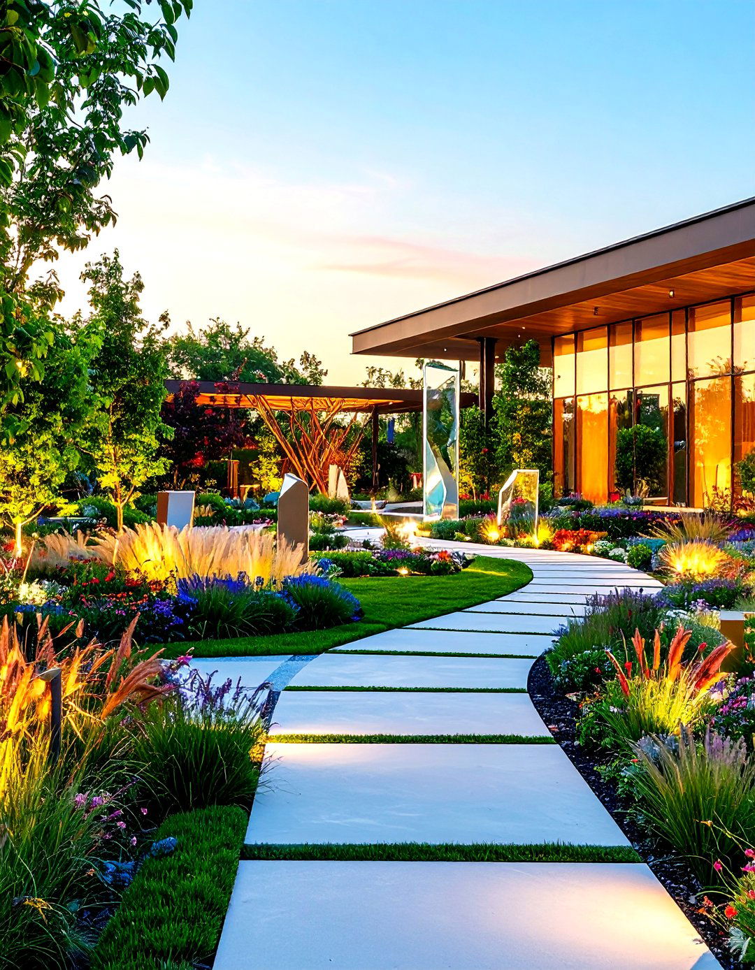 Contemporary Sculpture Garden with Artistic Focal Points - 24 Garden Decor Ideas