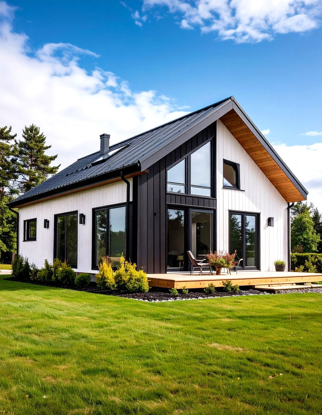 Contemporary Shed Style with Black Accent Walls - 24 single story white house black trim