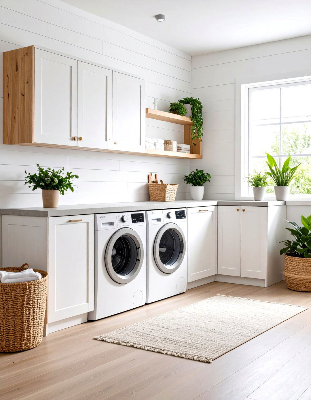 Contemporary Shiplap with Minimalist Style - 24 Shiplap Laundry Room Ideas