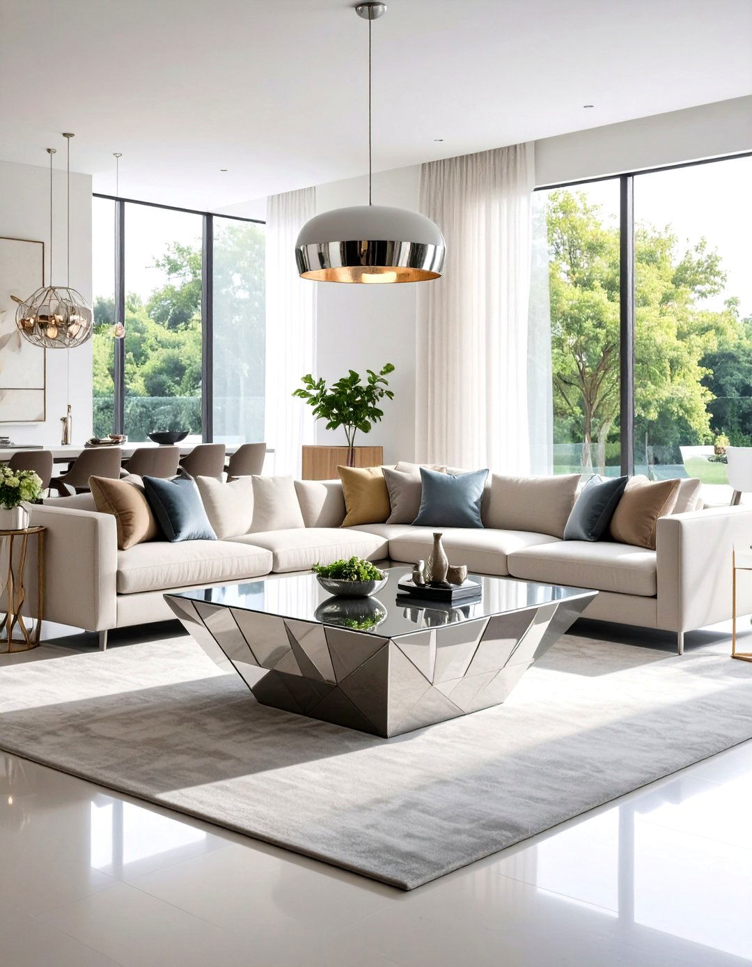 Contemporary Silver Coffee Table Living Room - 24 Silver Living Room Ideas