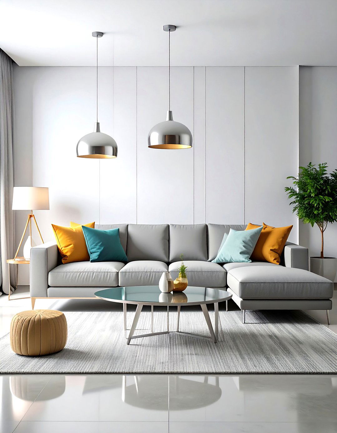 Contemporary Silver Minimalist Living Room - 24 Silver Living Room Ideas