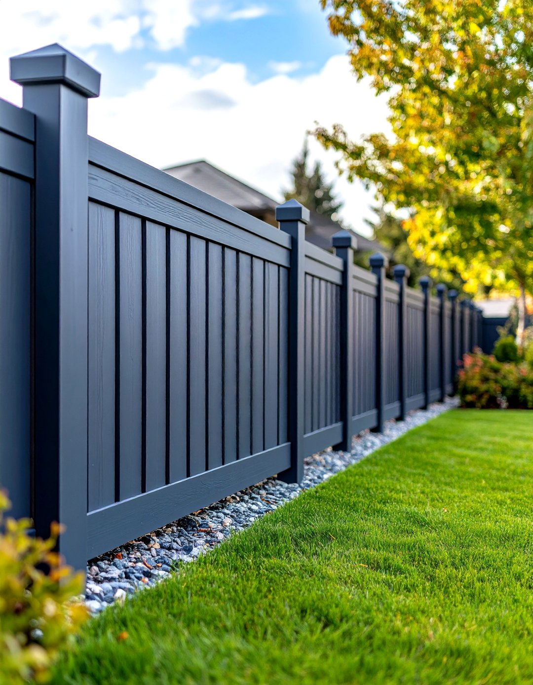 Contemporary Slate Gray Vinyl Fence - 24 Vinyl Fence Colors
