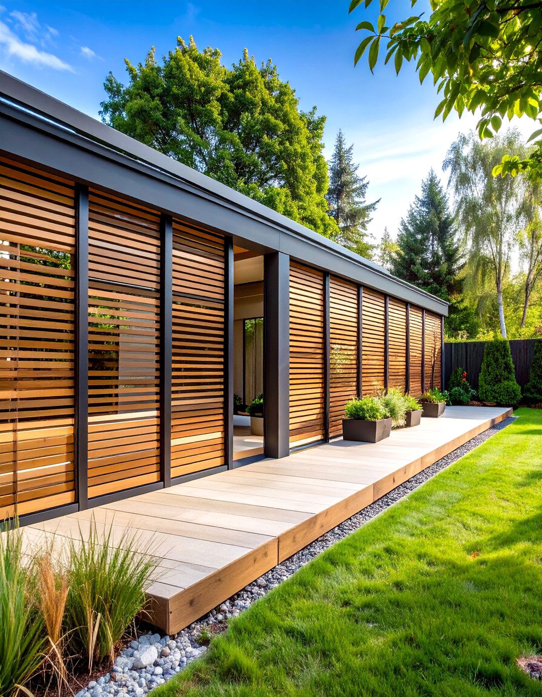 Contemporary Slatted Composite Panels - 24 Garden Screening Ideas