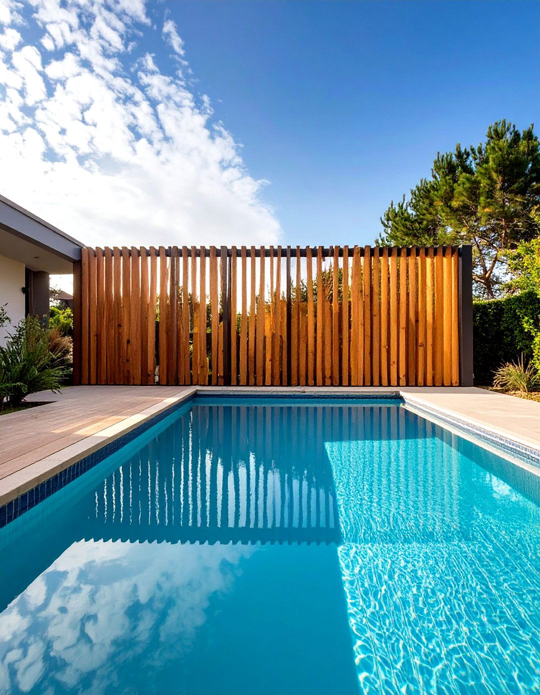 Contemporary Slatted Privacy Wall - 24 Pool Privacy Ideas