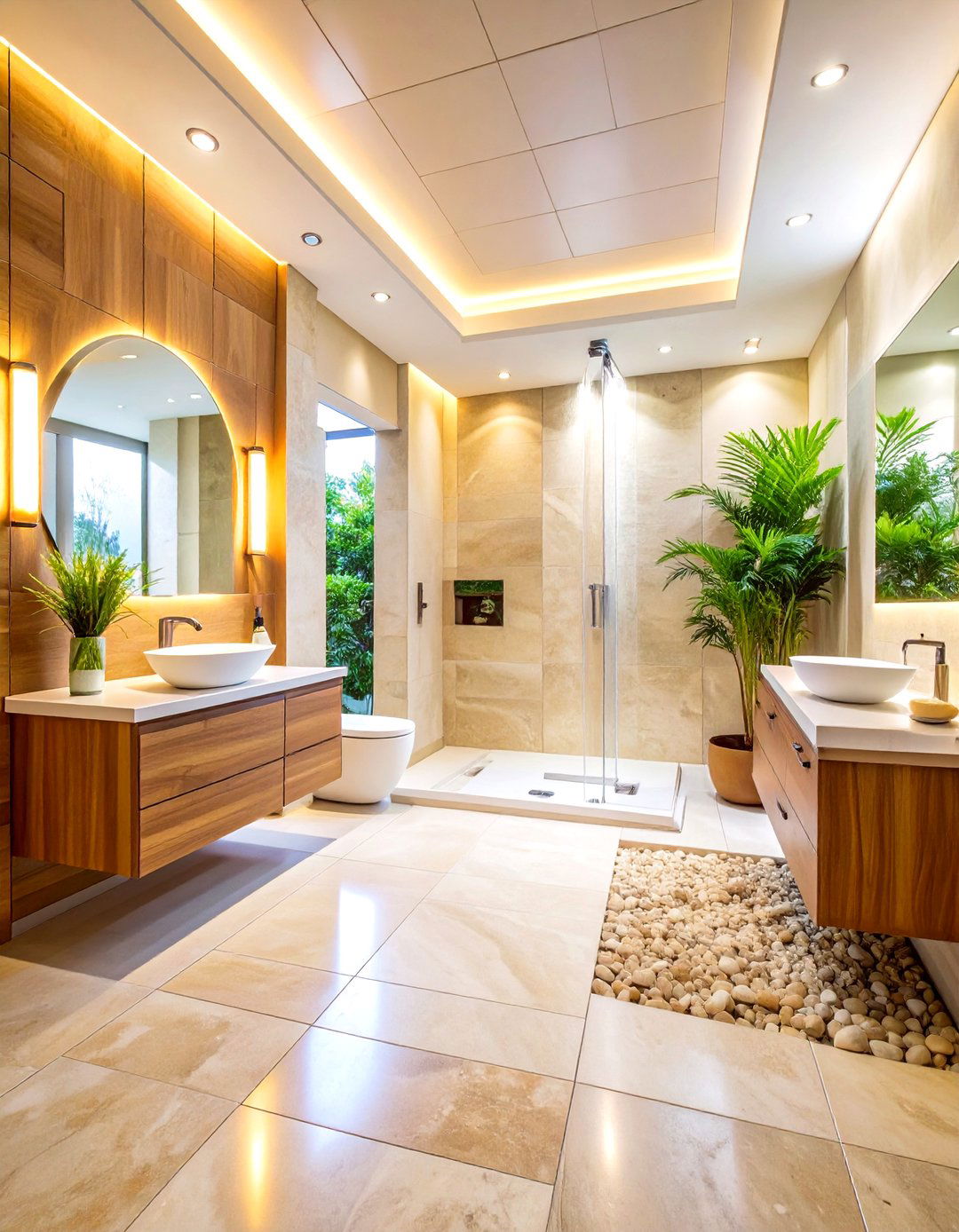 Contemporary Spa Wellness - 24 Beige and White Bathroom Ideas