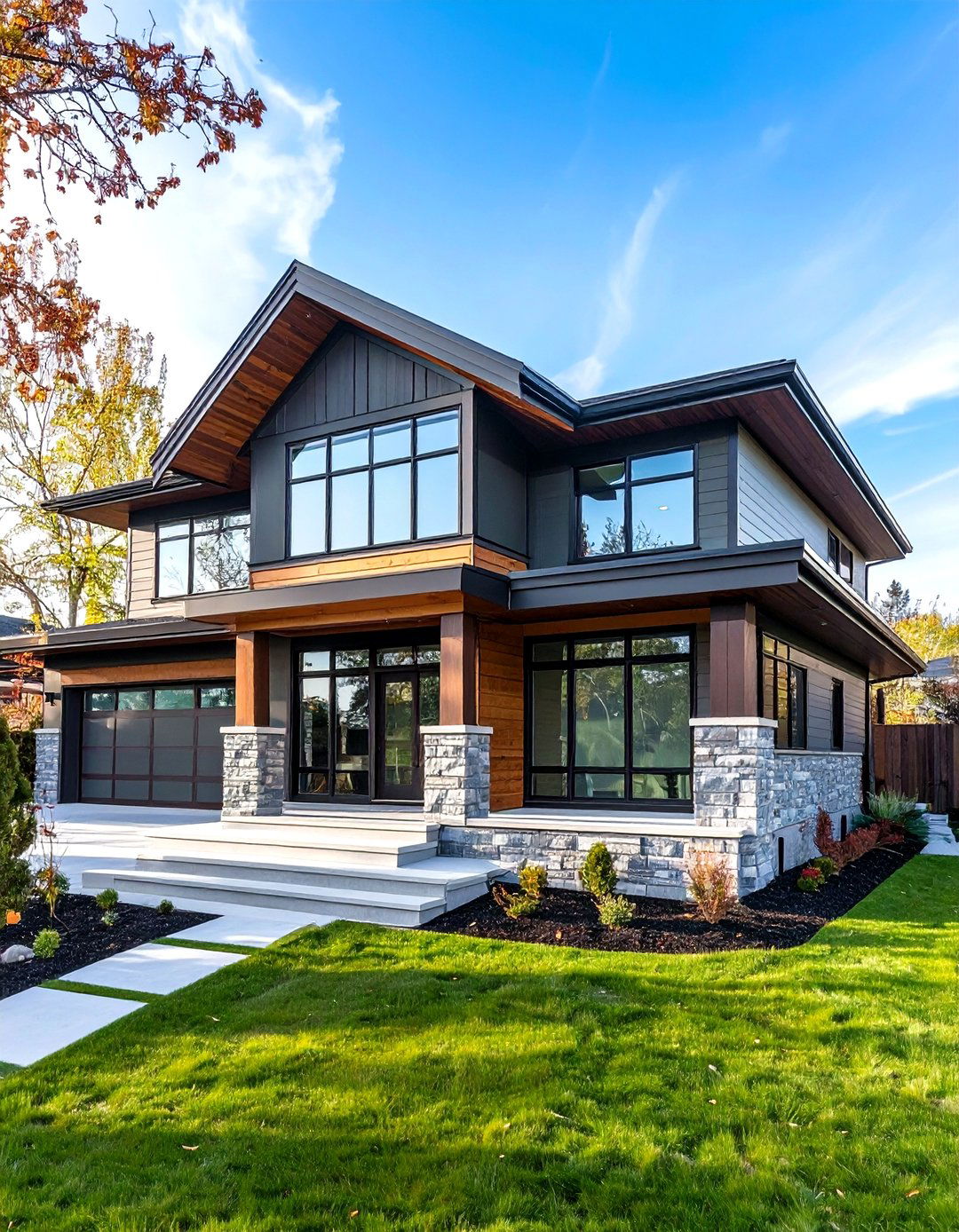Contemporary Split Level Design - 24 Sage Green House With Brown Trim Ideas