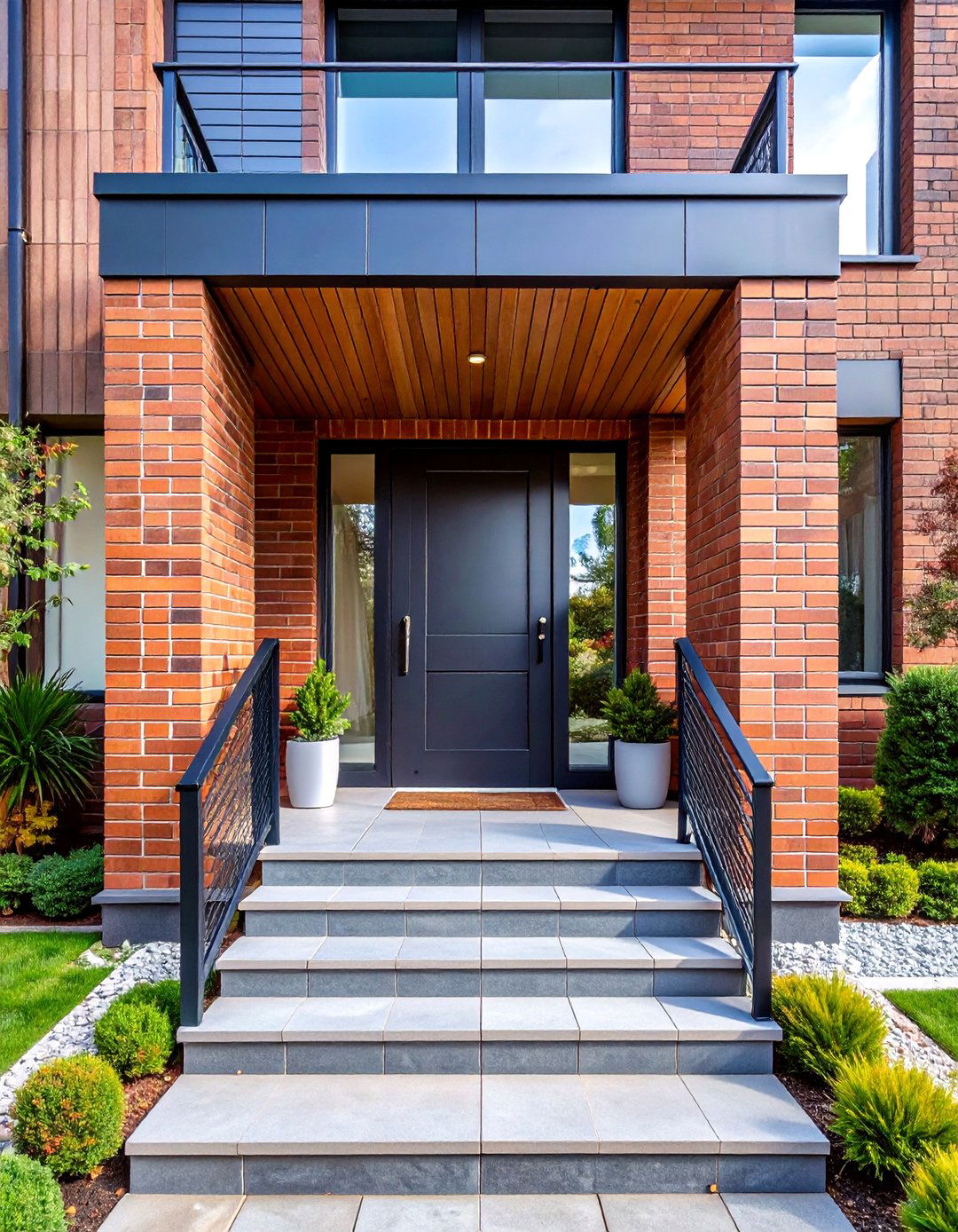Contemporary Stack Bond Brick Design - 24 Brick Porch Ideas