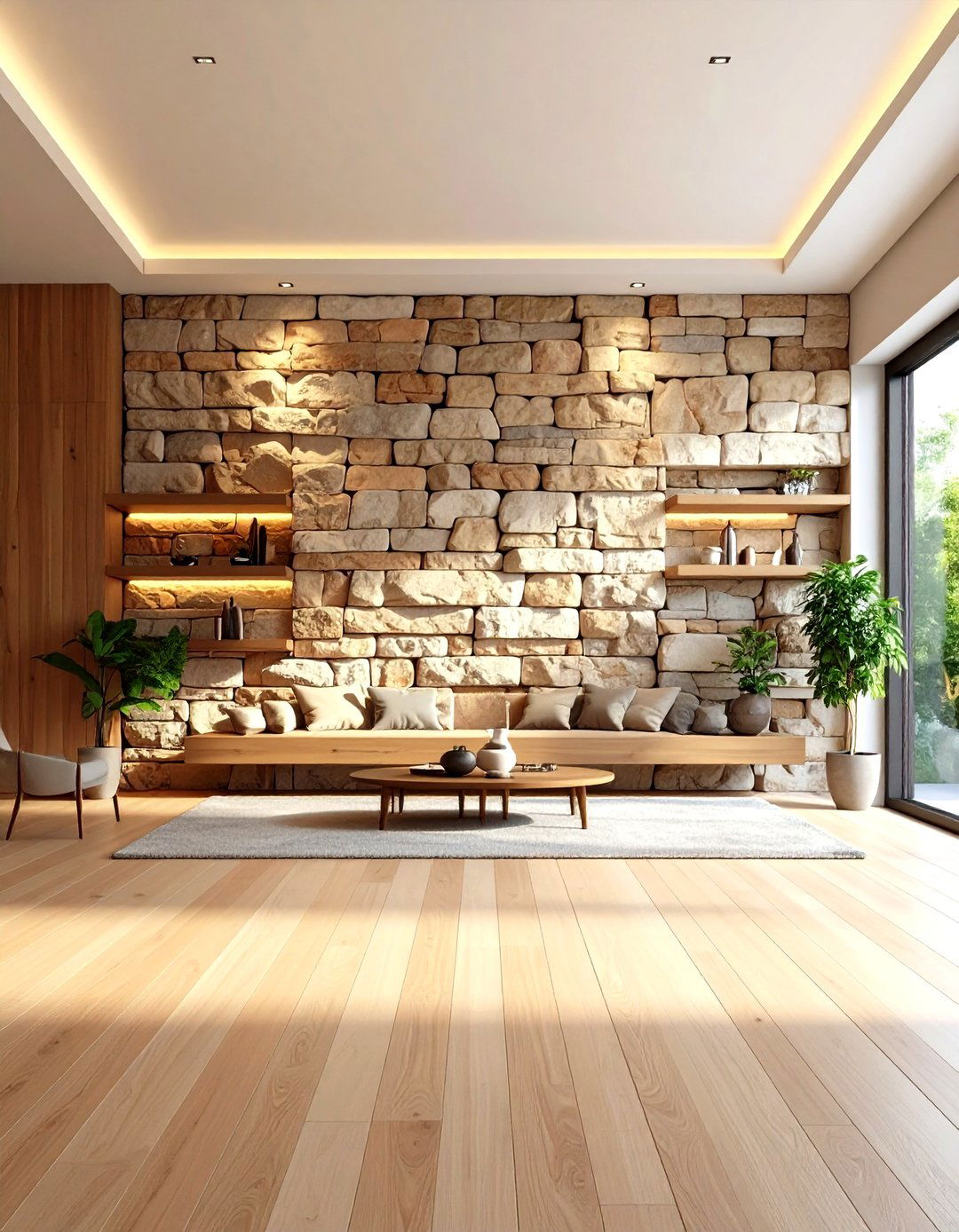 Contemporary Stacked Stone Interior Features - 24 Stone Wall Ideas