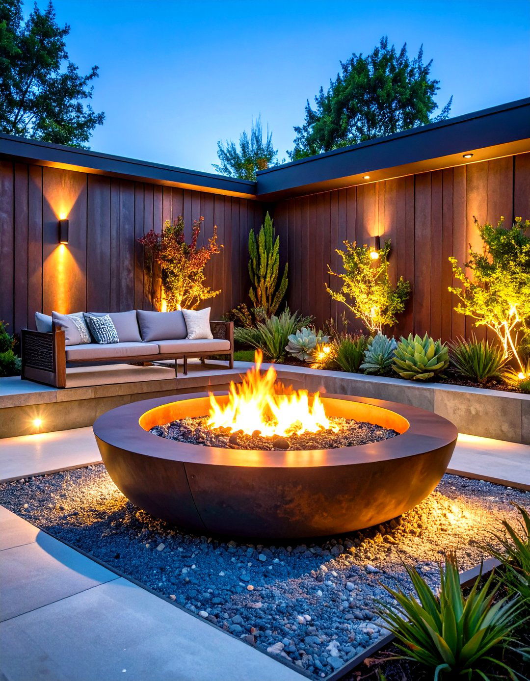 Contemporary Steel Basin Fire Pit - 24 Sunken Fire Pit Ideas