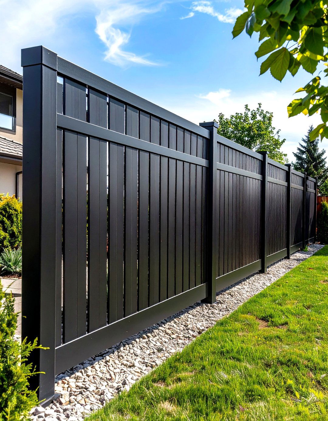 Contemporary Steel Panel Front Yard Fence - 24 Front Yard Fence Ideas