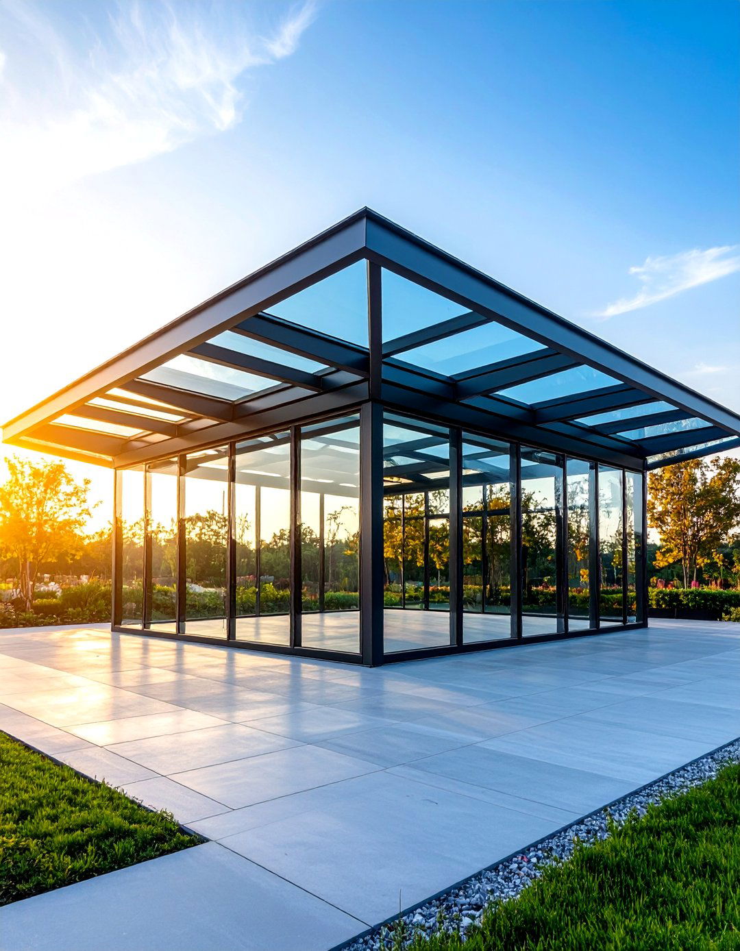 Contemporary Steel and Glass Pavilion - 24 patio with a gazebo ideas