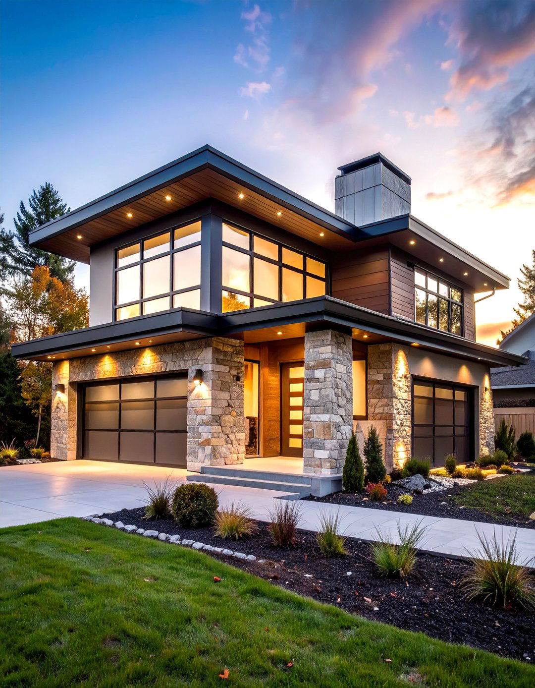 Contemporary Stone and Metal Exterior - 24 beige and black house exterior ideas