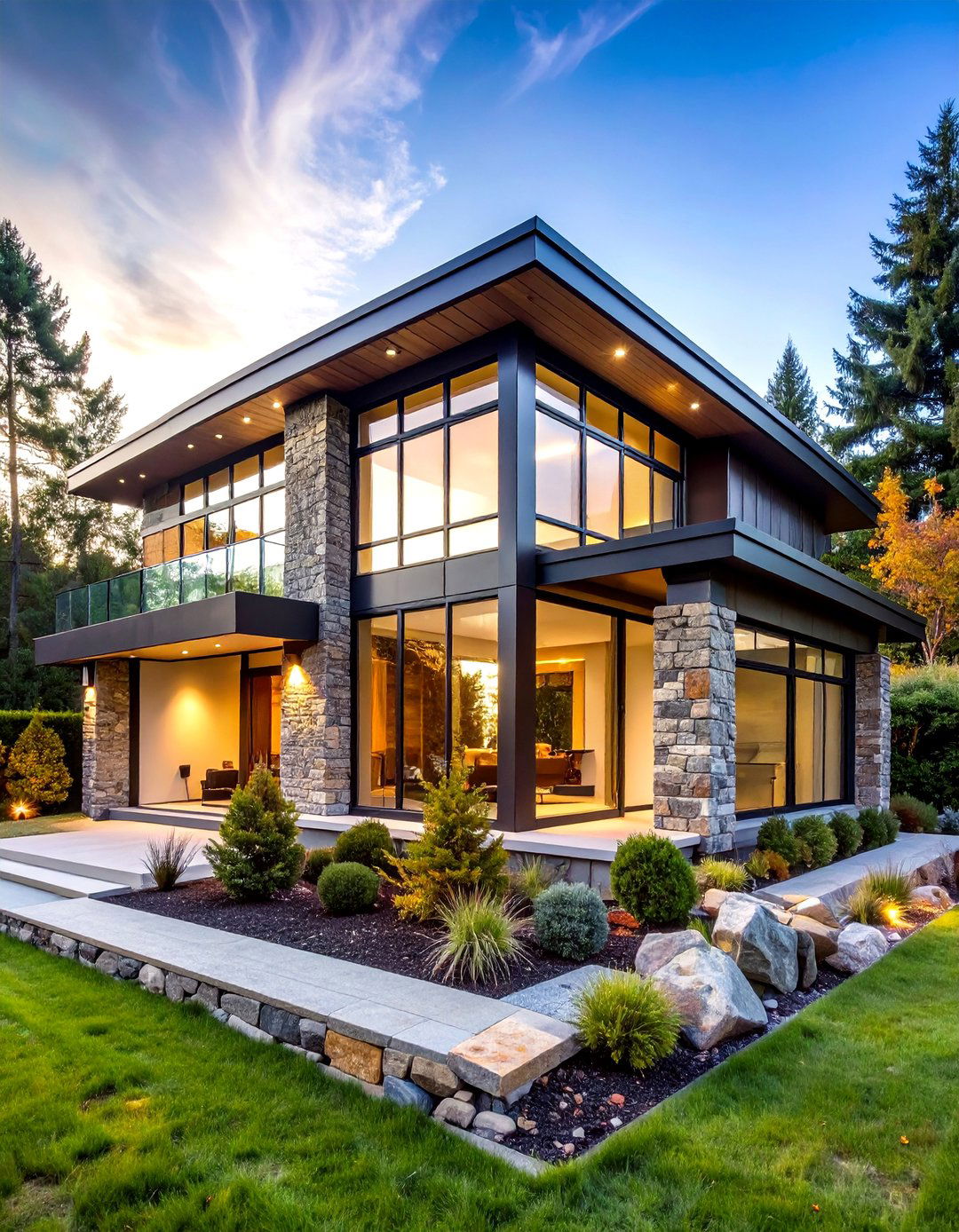Contemporary Stone and Steel Design - 24 Aesthetic House Exterior Ideas