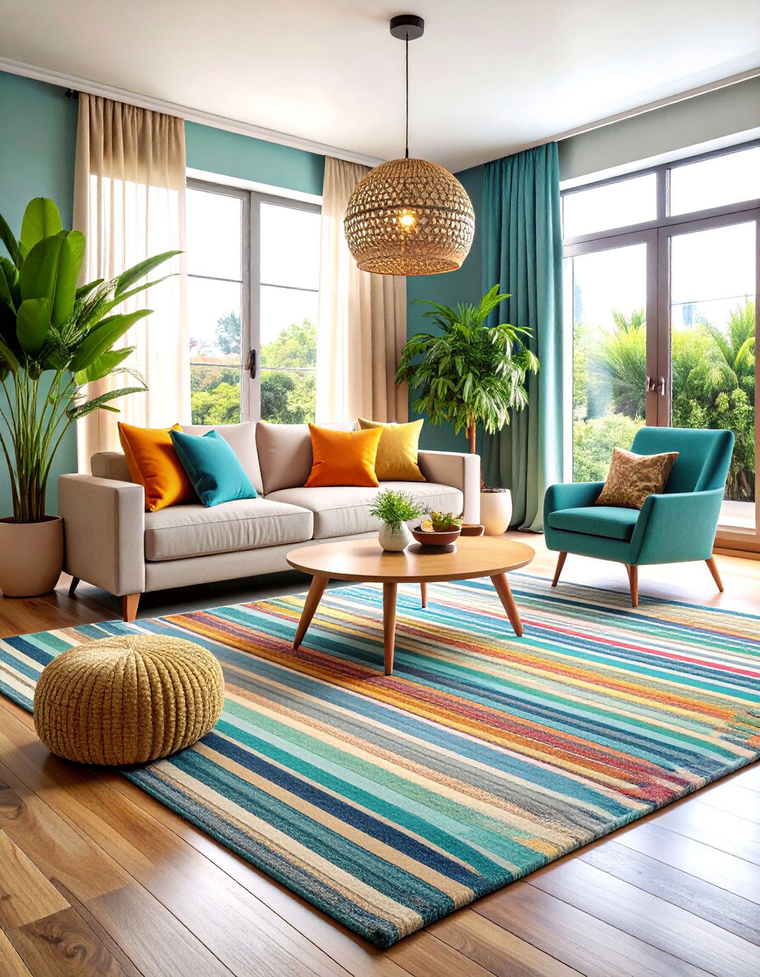 Contemporary Striped Living Room Carpets - 24 Living Room Carpet Ideas