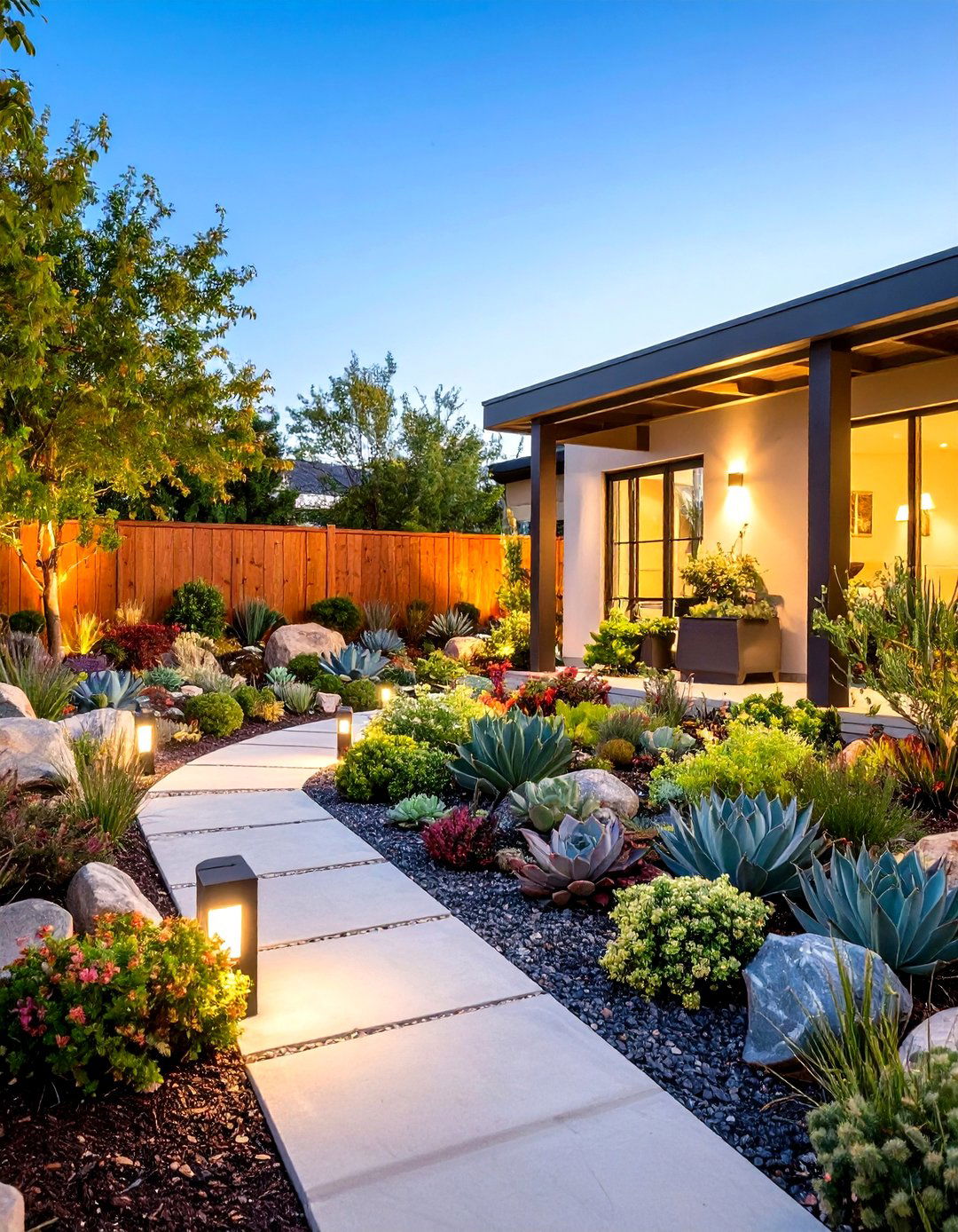 Contemporary Succulent Rock Garden - 24 Curb Appeal Ideas