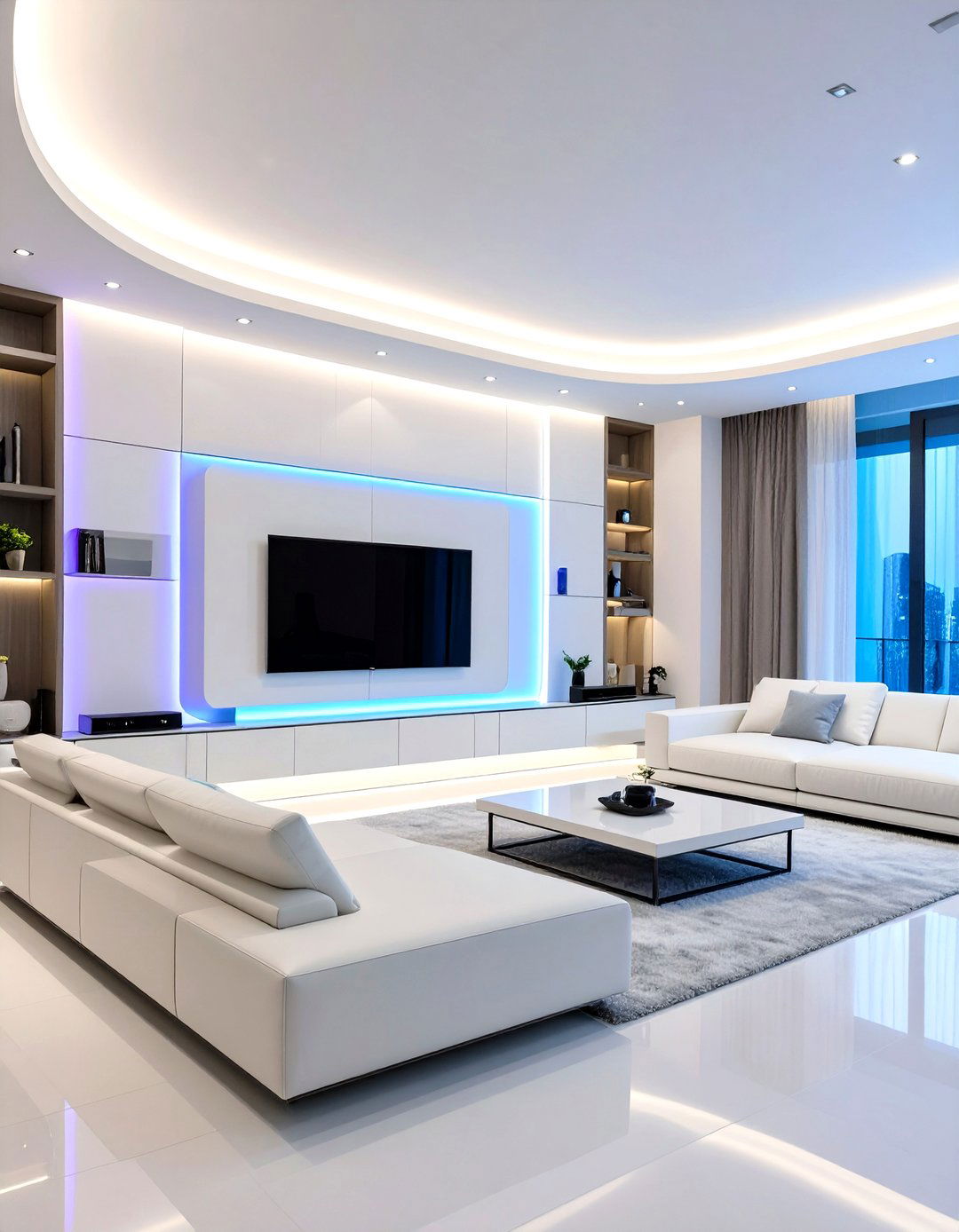 Contemporary TV Wall with LED Backlighting and Floating Panels - 24 Tv Wall Ideas