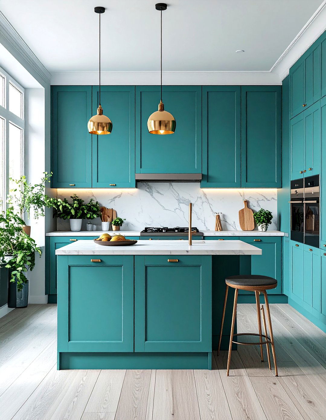Contemporary Teal Kitchen Layout - 24 Teal Kitchen Ideas