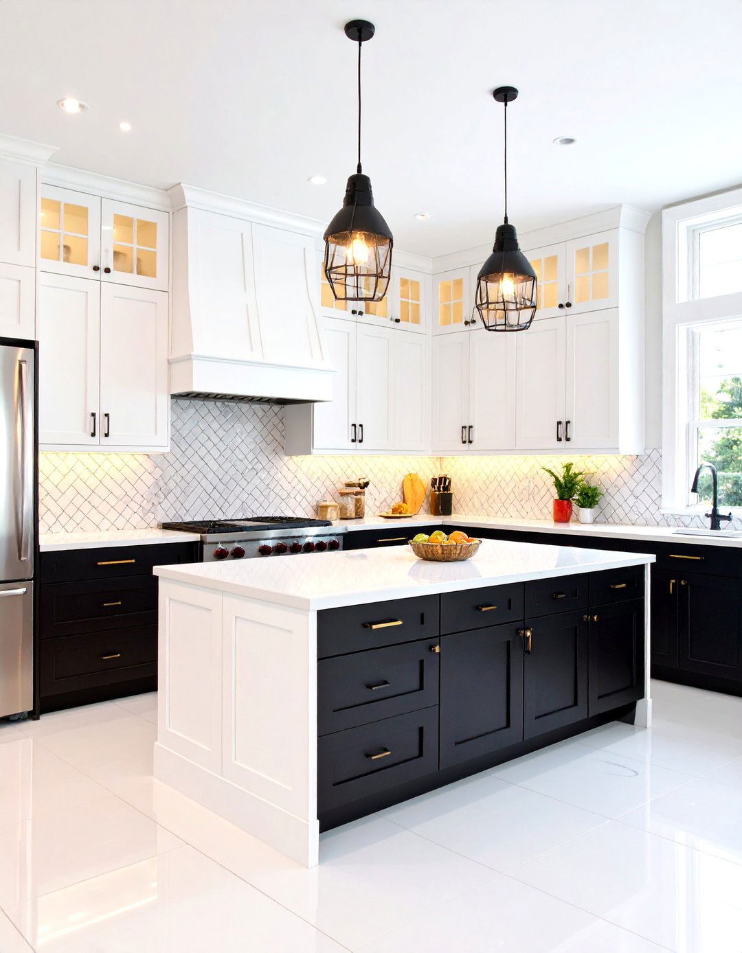Contemporary Two Tone Cabinet Kitchen - 24 Black and White Kitchen Ideas