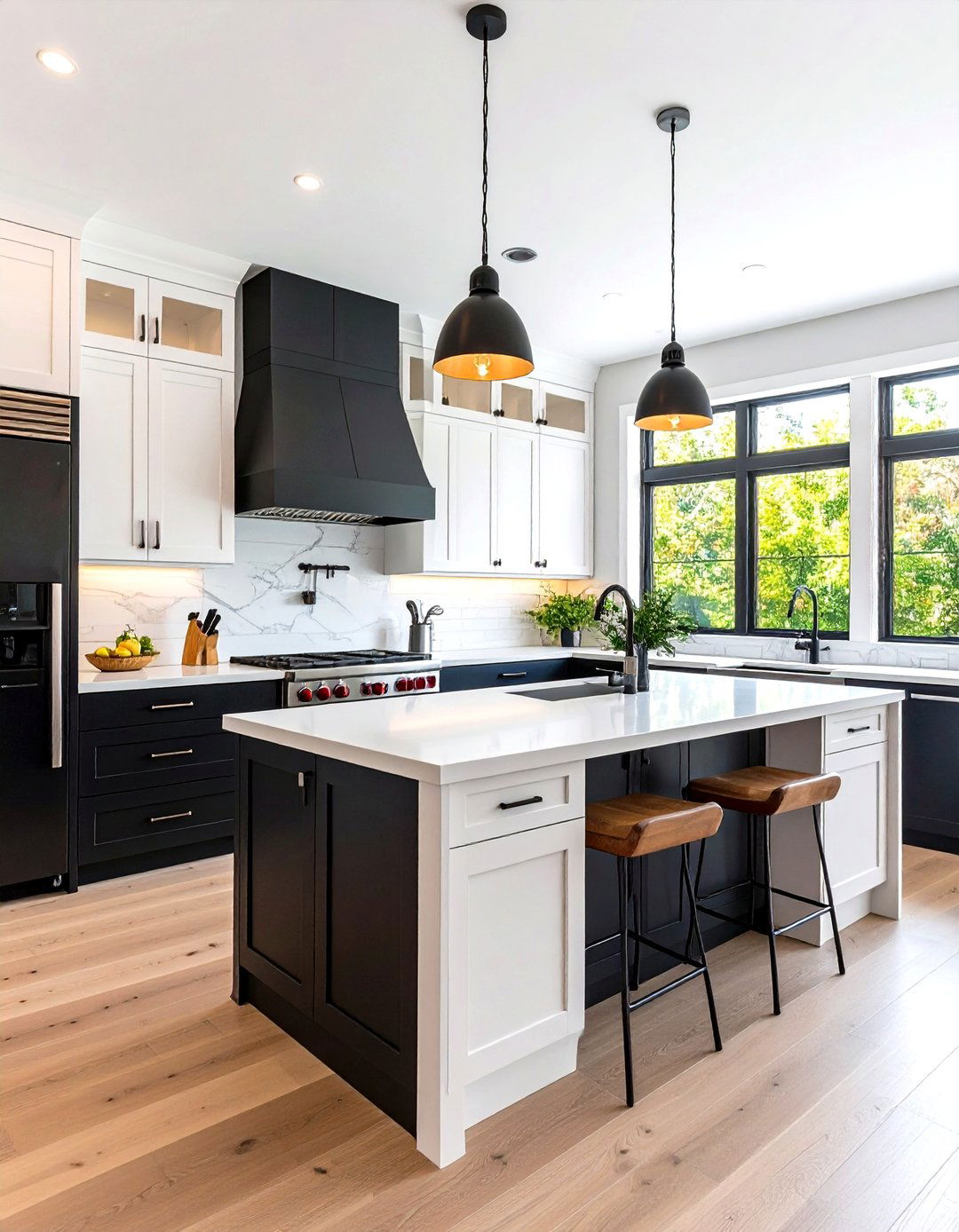 Contemporary Two Tone Kitchen - 24 Small Kitchen with Black Appliances Ideas