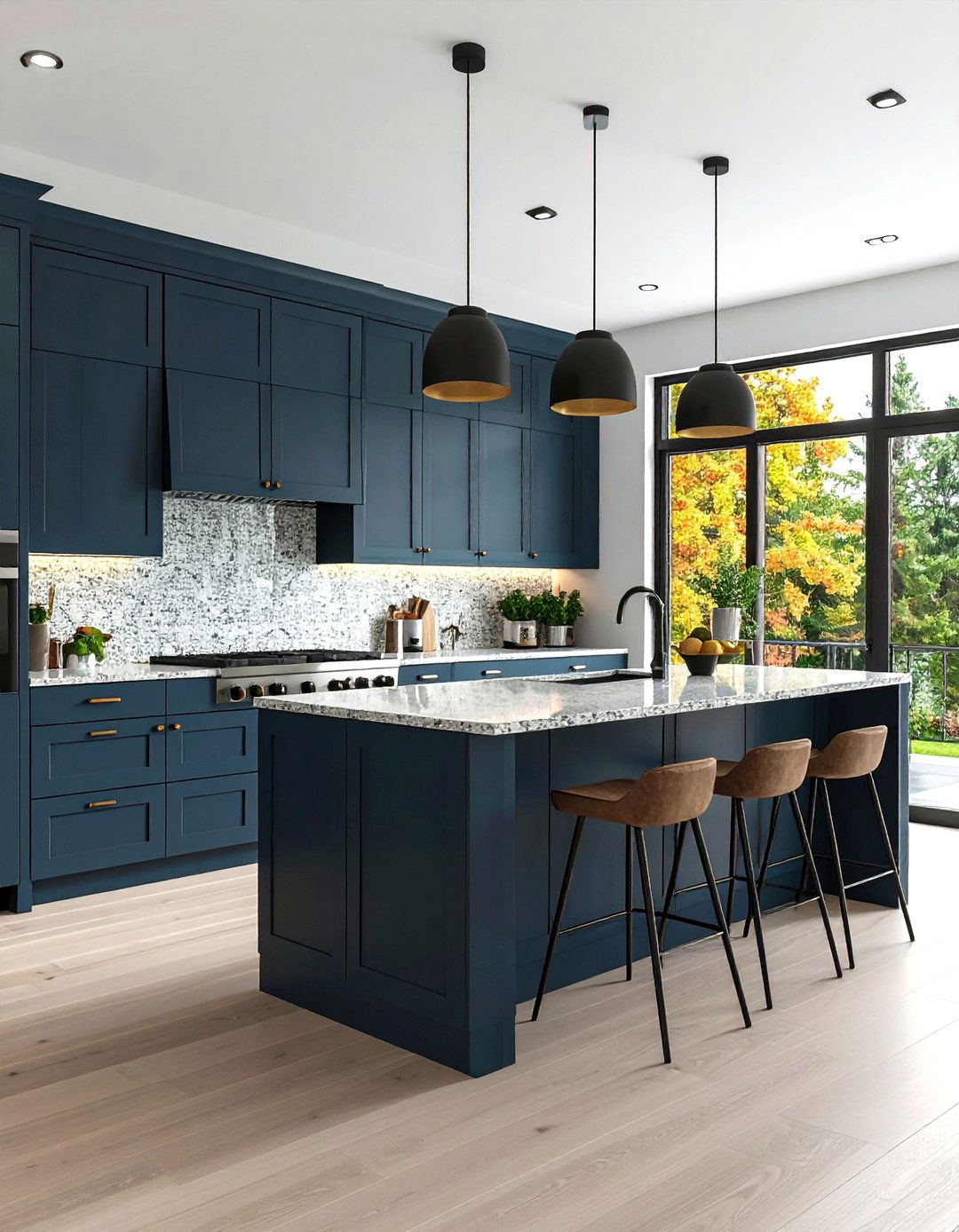 Contemporary Two Tone One Wall Kitchen with Contrasting Colors - 24 One Wall Kitchen Ideas