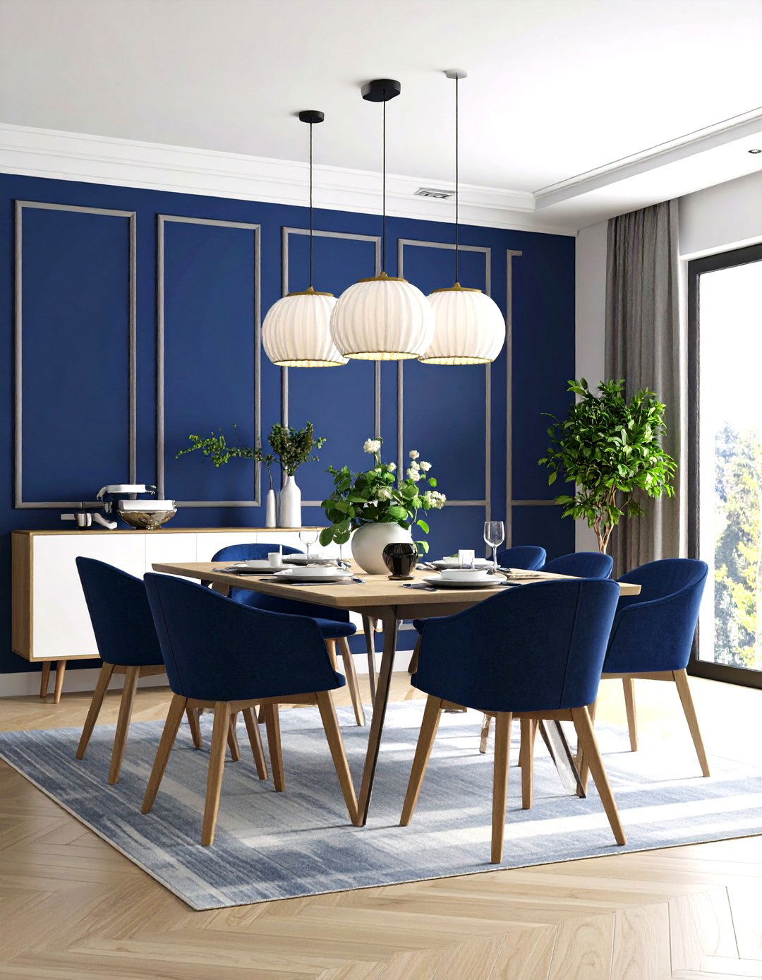 Contemporary Two Tone Panel Design - 24 Half Wall Paneling Ideas