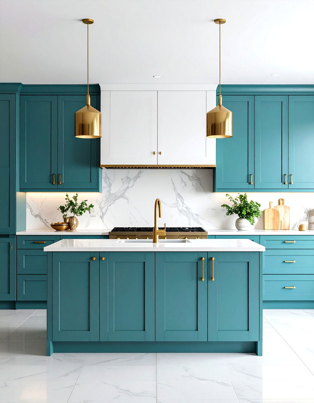 Contemporary Two Tone Teal Kitchen - 24 Teal and White Kitchen Ideas