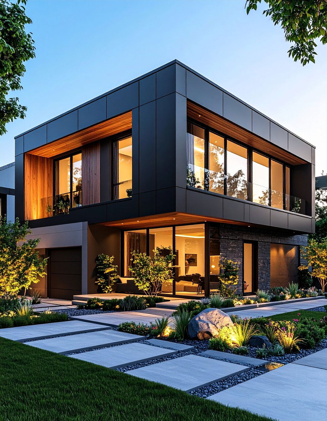 Contemporary Urban Black Panels - 24 Red Brick House with Black Trim Design Ideas