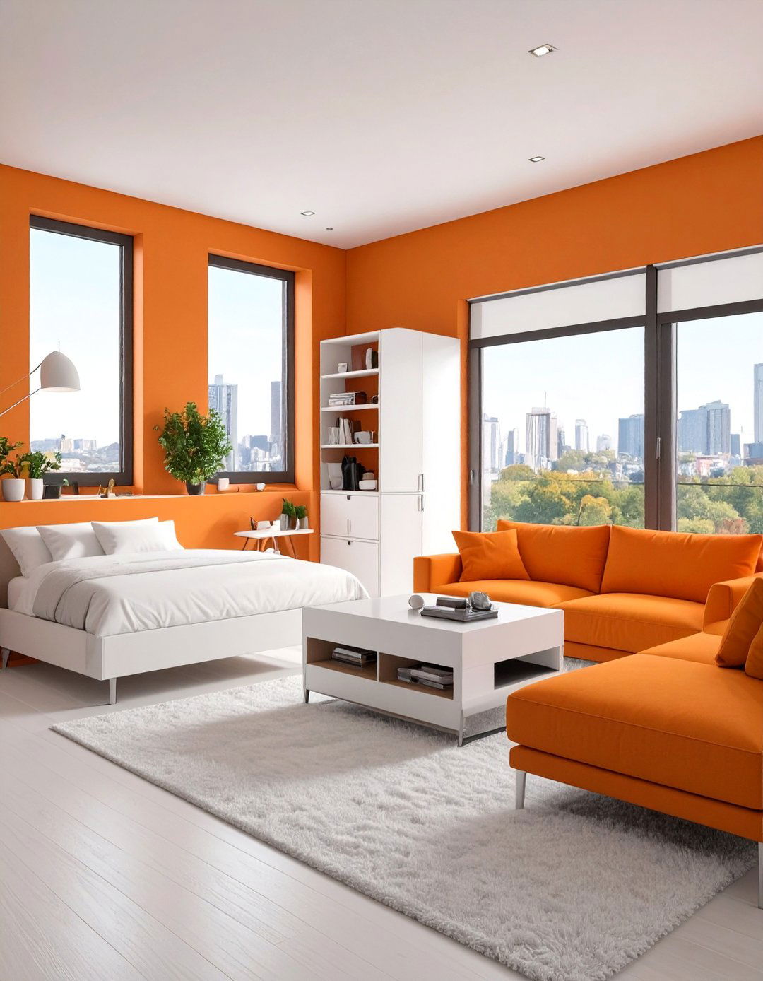 Contemporary Urban Burnt Orange Studio - 24 Burnt Orange Living Room Ideas