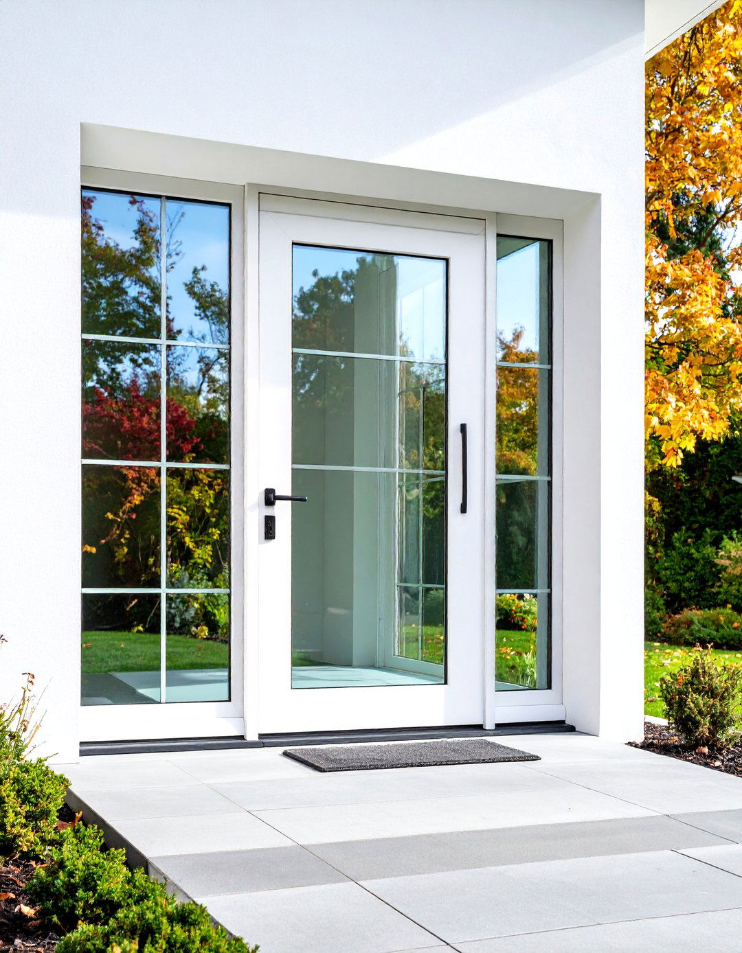Contemporary White Glass Panel Door - 24 White Front Door Ideas