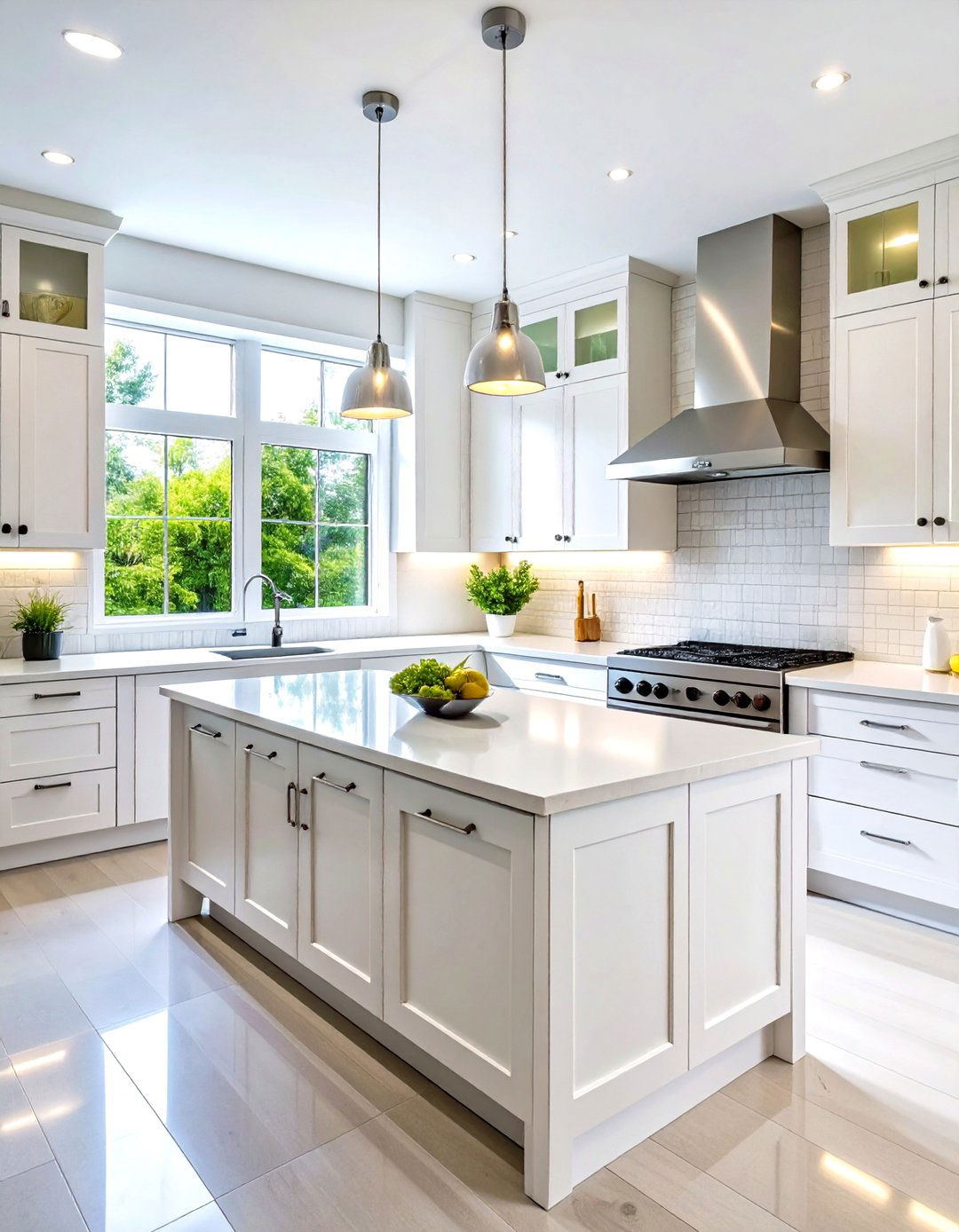Contemporary White Kitchen Design - 24 Kitchen With Stainless Steel Appliances
