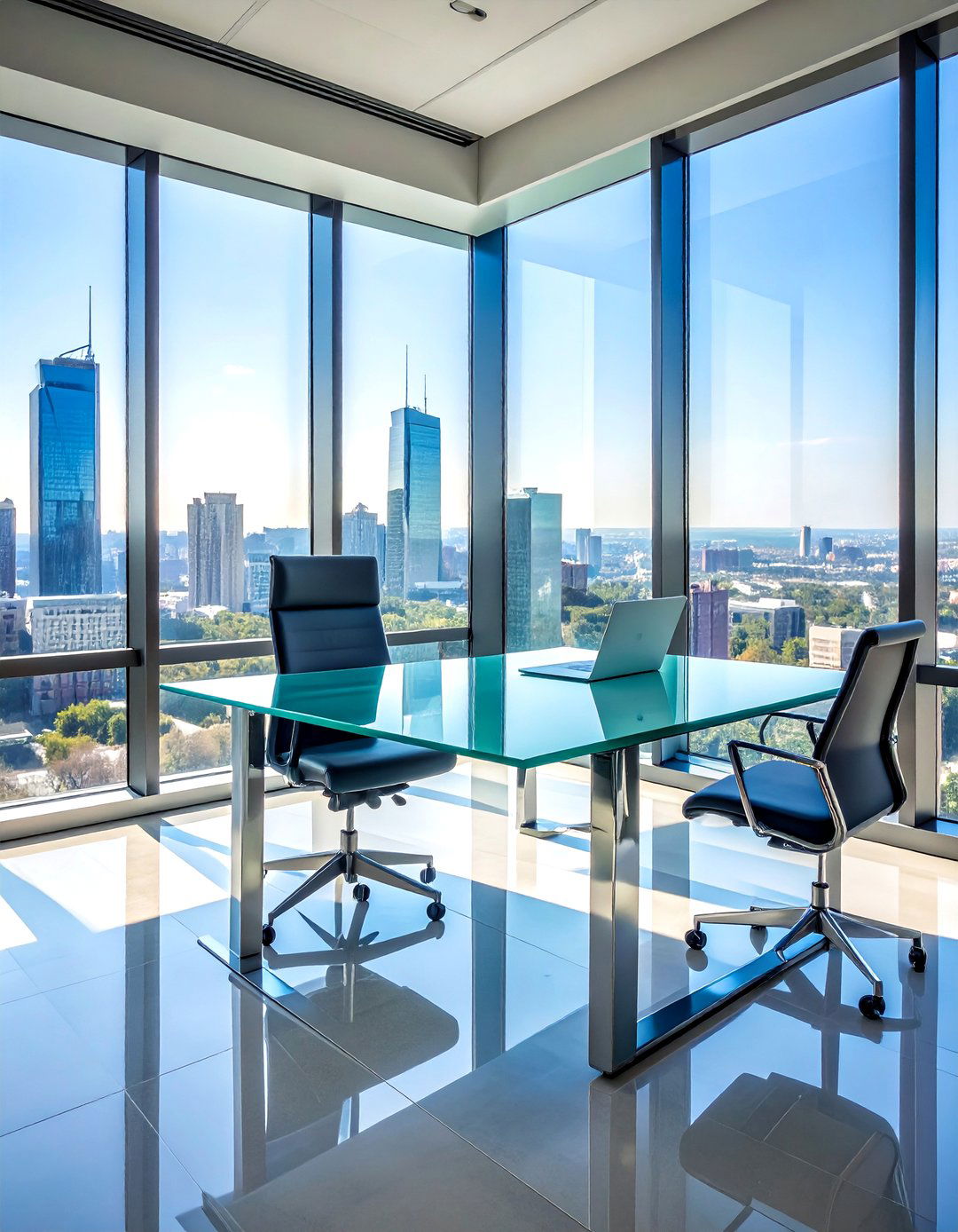 Contemporary Window Desk with Glass Elements - 24 Desk in Front of Window Ideas