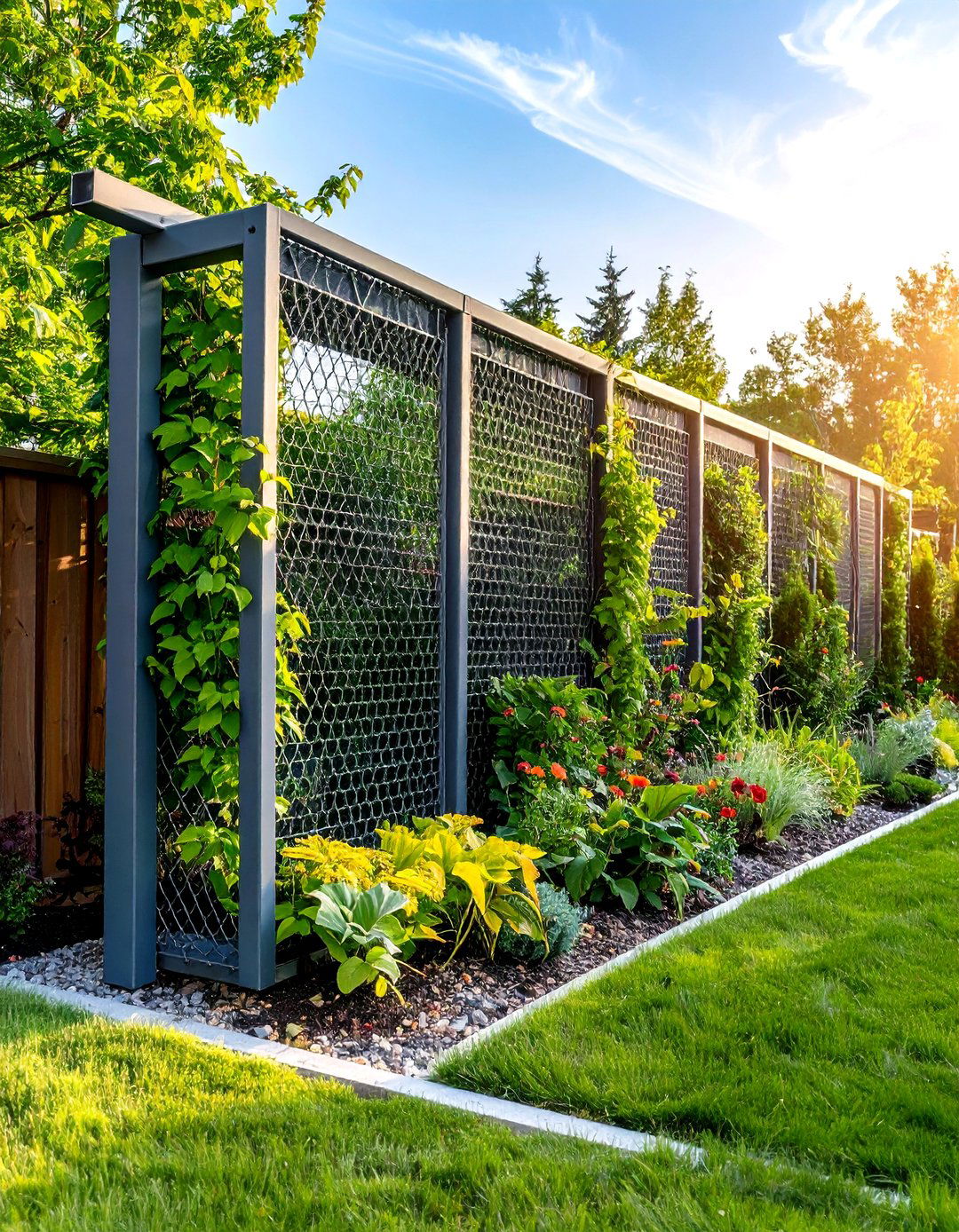 Contemporary Wire Mesh Plant Supports - 24 Garden Screening Ideas