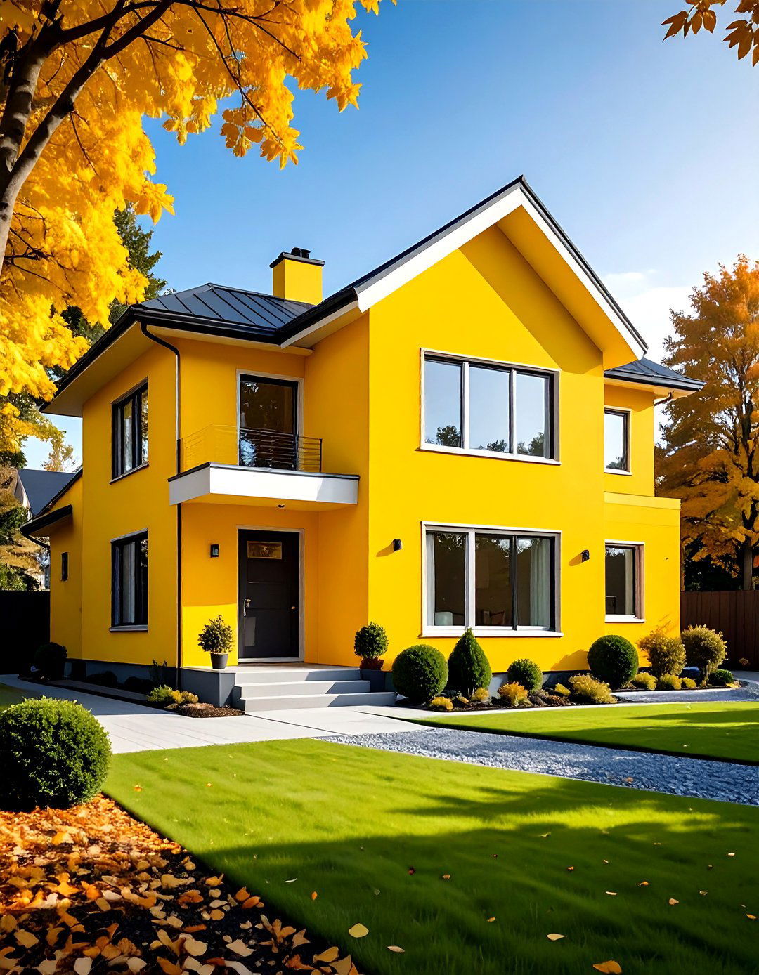Contemporary Yellow House with Clean Lines - 24 Yellow Exterior Home Ideas