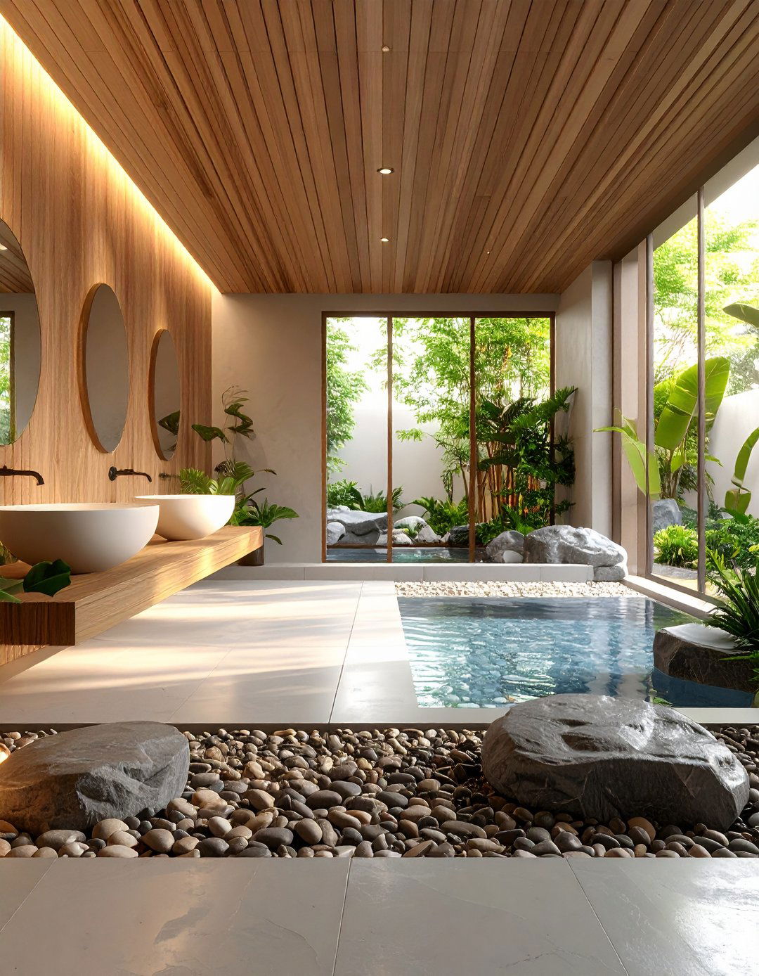 Contemporary Zen Pool Bathroom - 24 Pool Bathroom Ideas