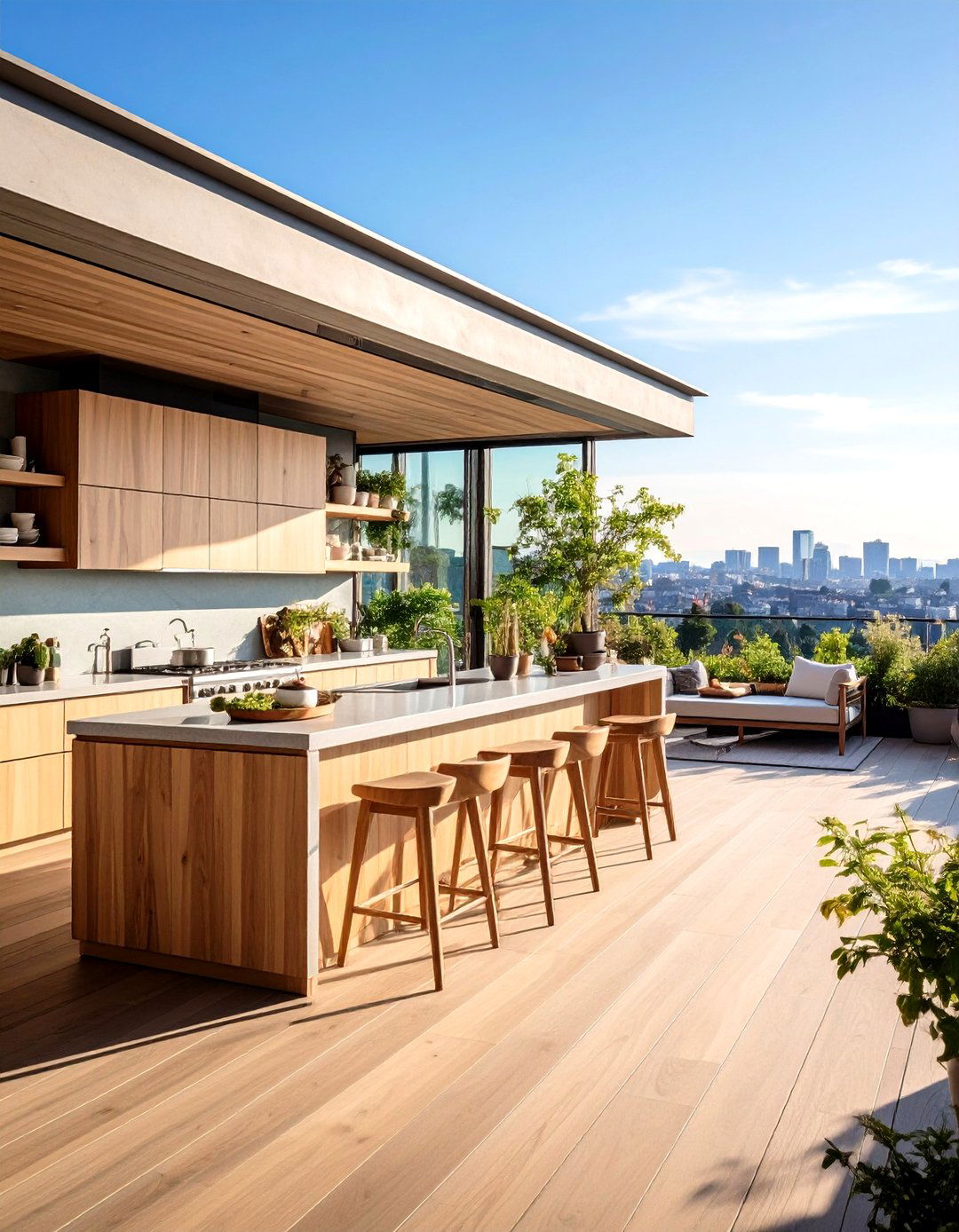 Contemporary Zen Rooftop Kitchen Sanctuary - 24 Rooftop Kitchen Ideas